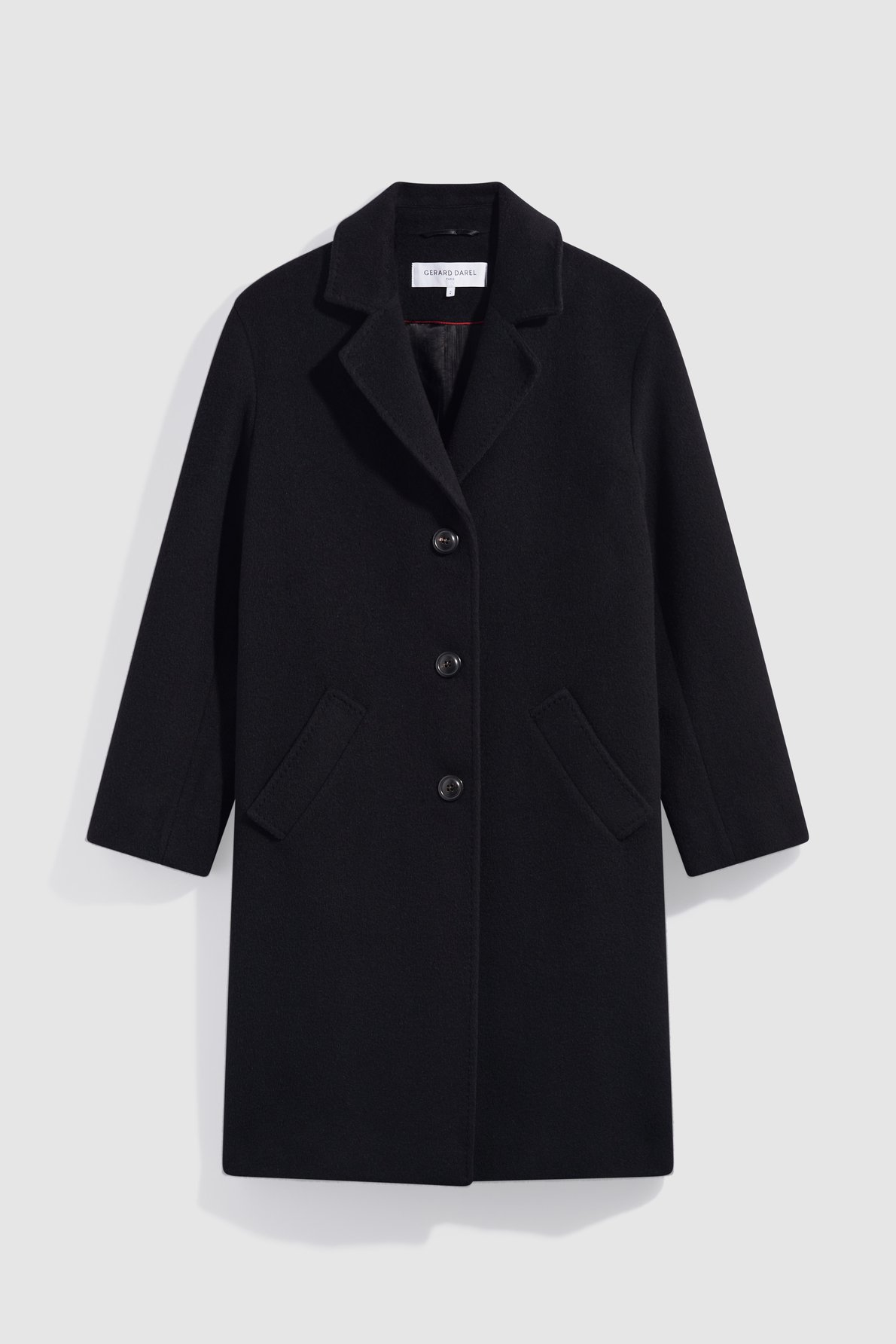 Manteau droit en laine et angora - aelis GERARD DAREL Noir