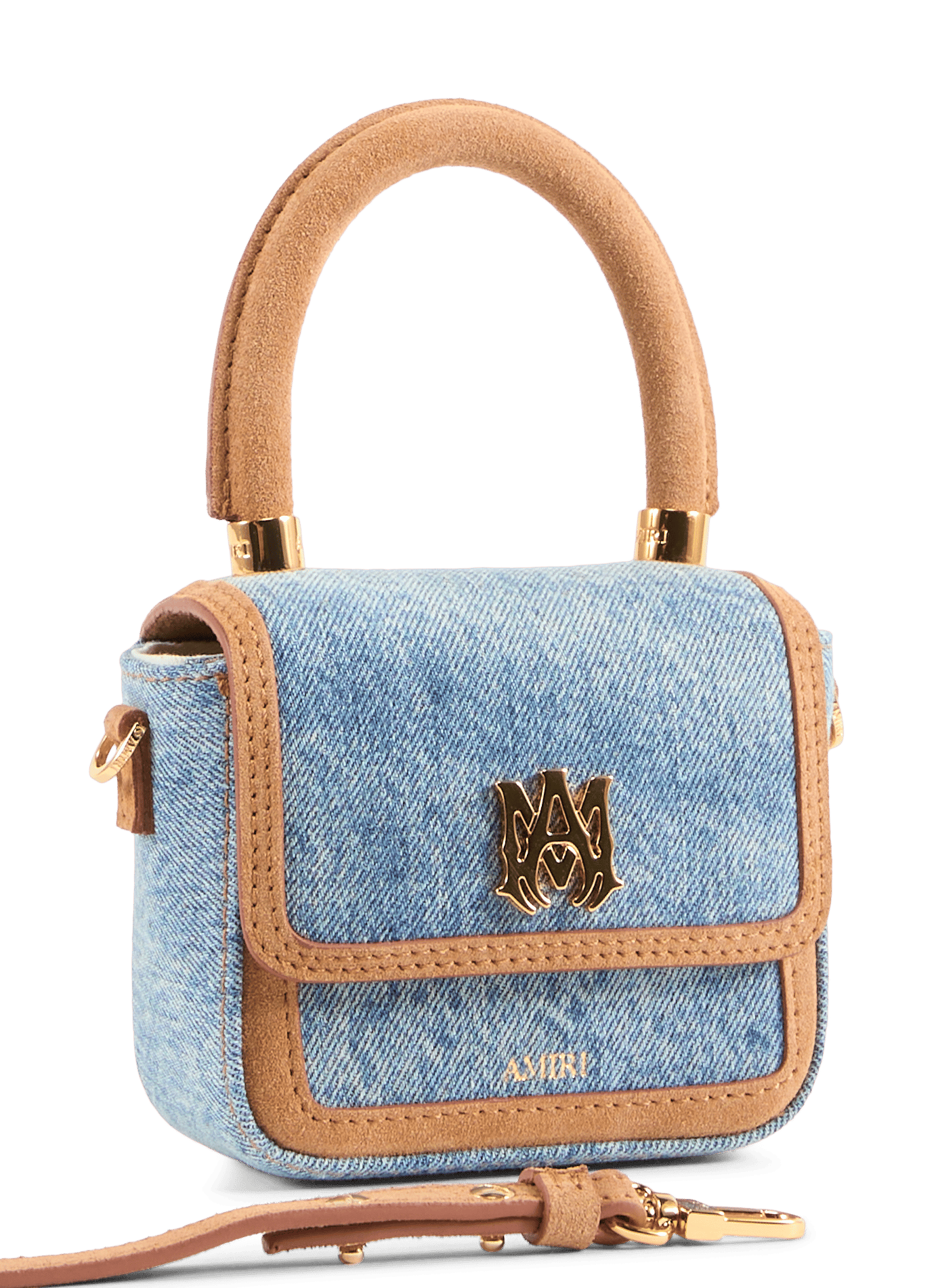 Sac à main Nano Ma en cuir et denim AMIRI Bleu