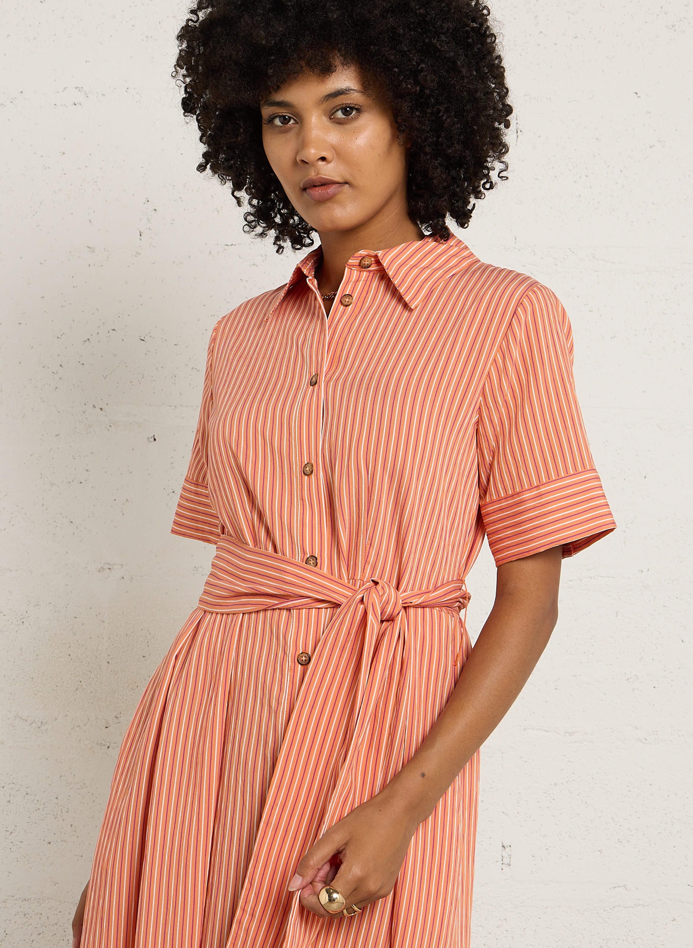 Robe longue rayée à ceinture patricia MAISON 123 Doré