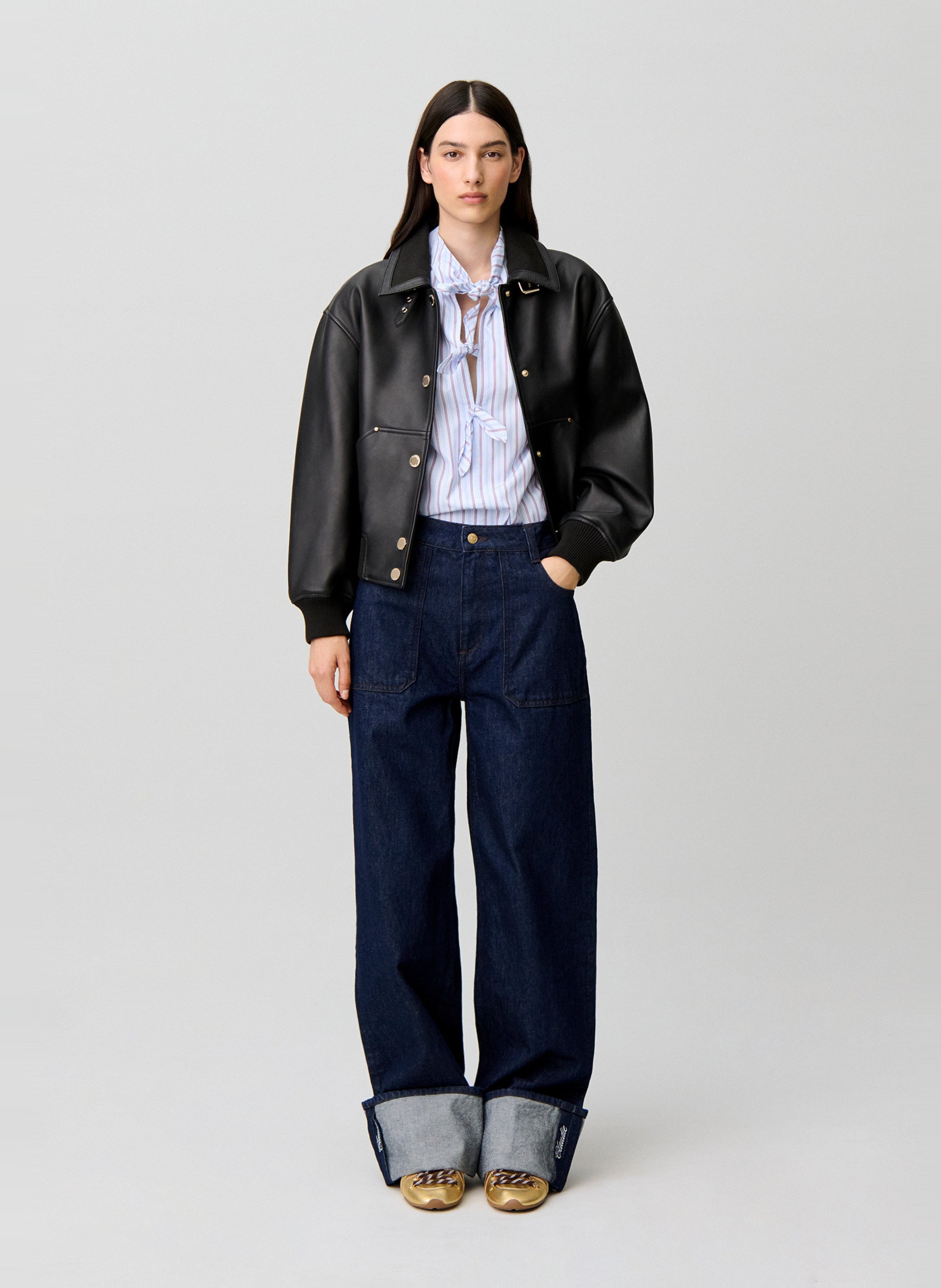 Jean large taille haute en coton CLAUDIE PIERLOT Bleu