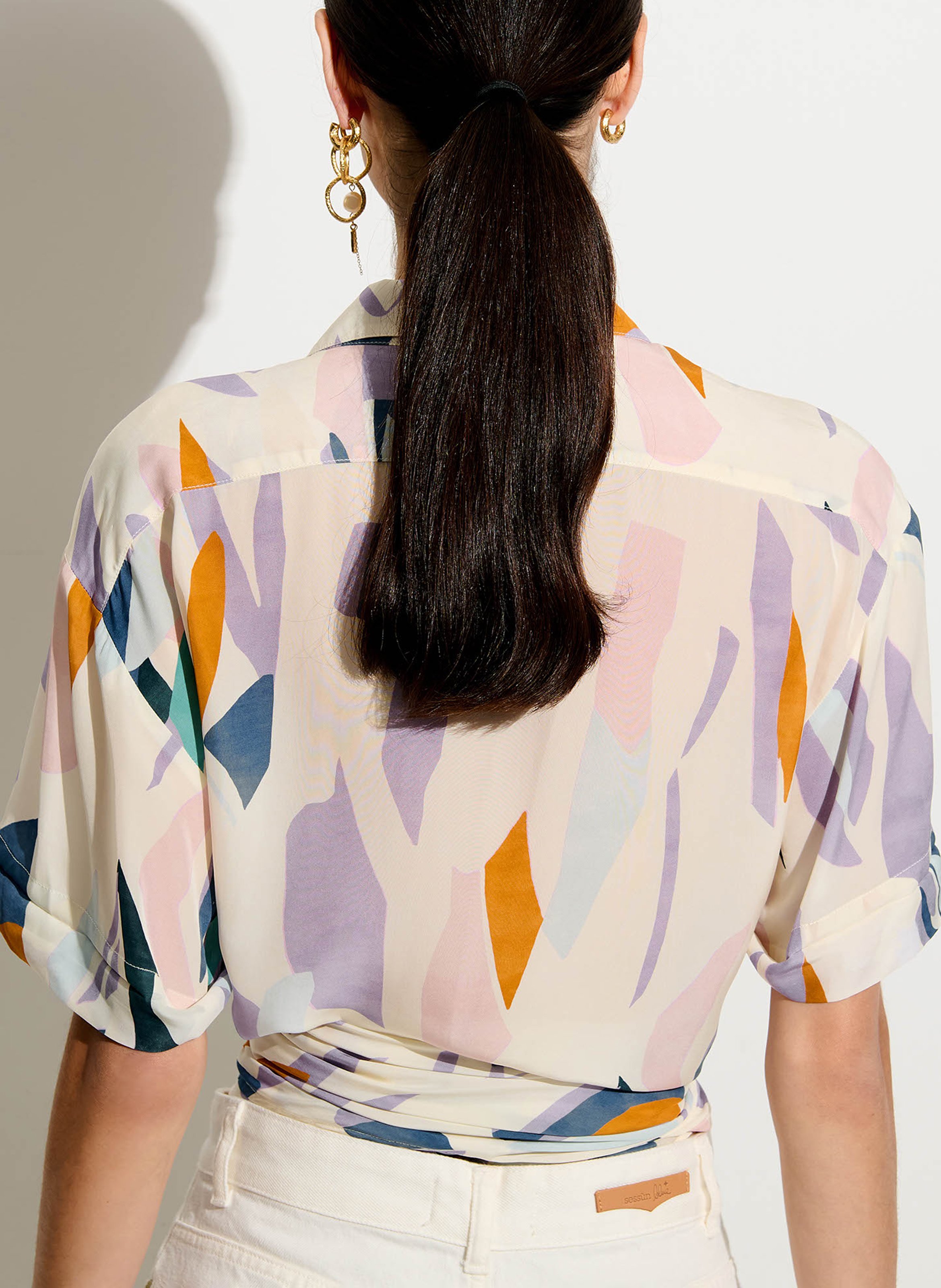 Chemise à manches courtes imprimée en coton bio procida | Multicolore SESSUN Femme