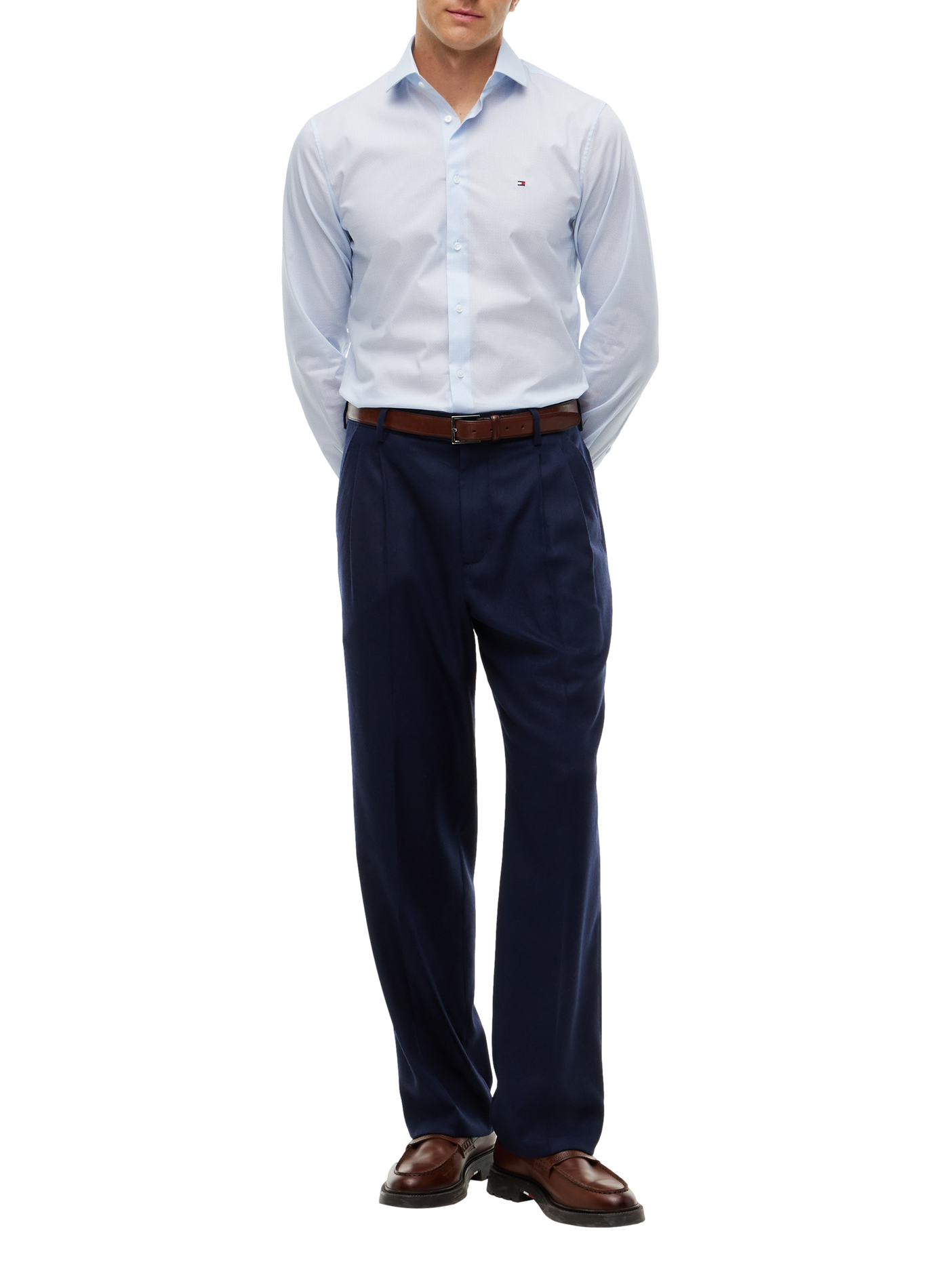 Gerade geschnittenes Hemd aus Baumwolle mit Muster TOMMY HILFIGER Blau
