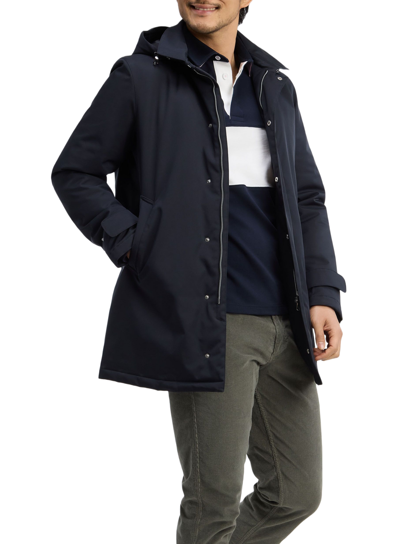 Plain hooded straight parka EDEN PARK Black