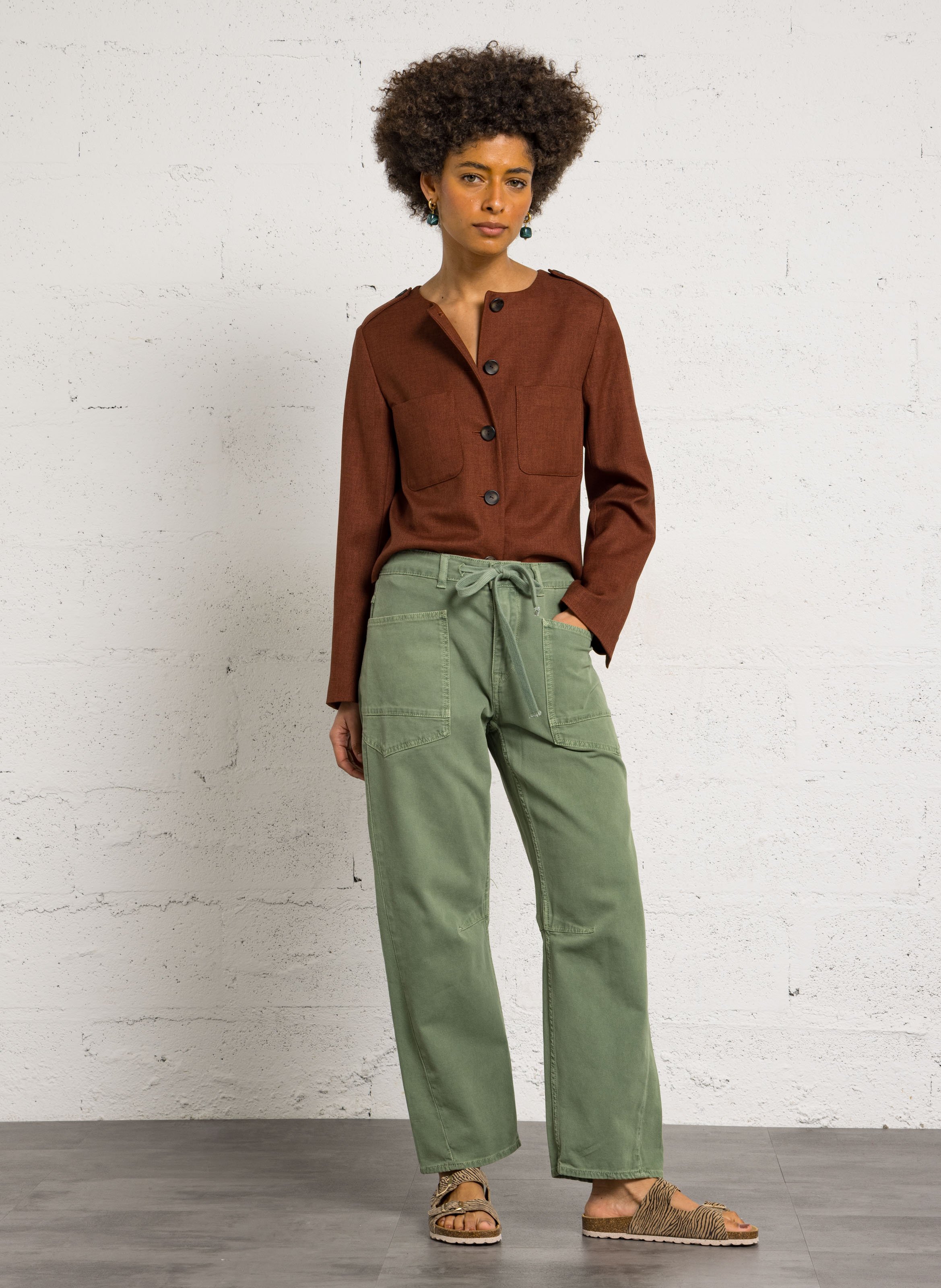 Veste droite col rond virgile MAISON 123 Marron