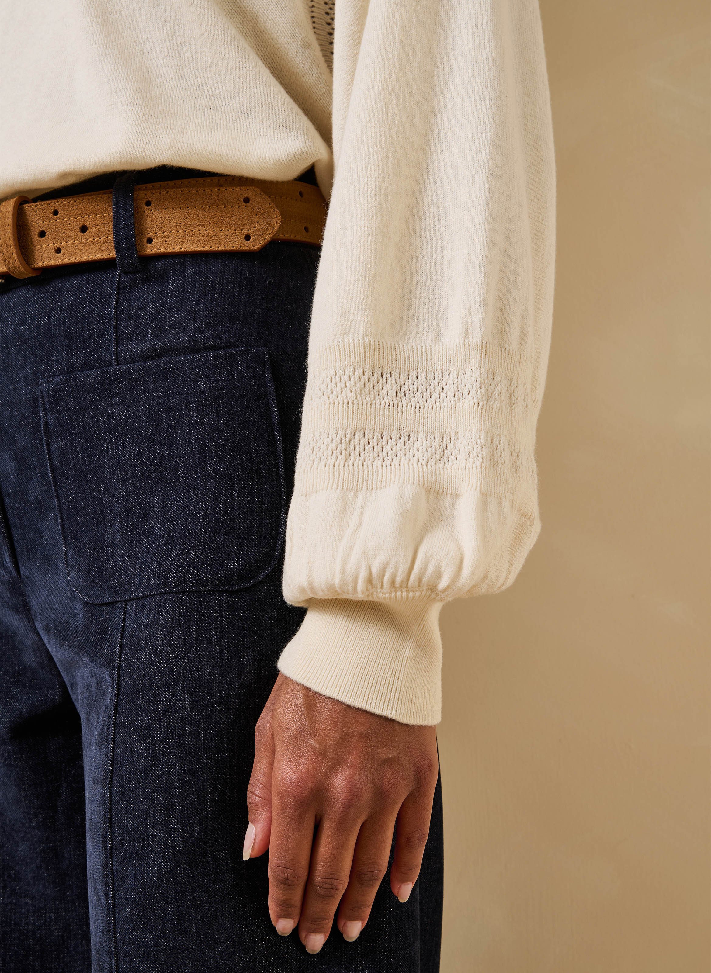 Oversized trui van wol en biologisch katoen LA FEE MARABOUTEE Wit