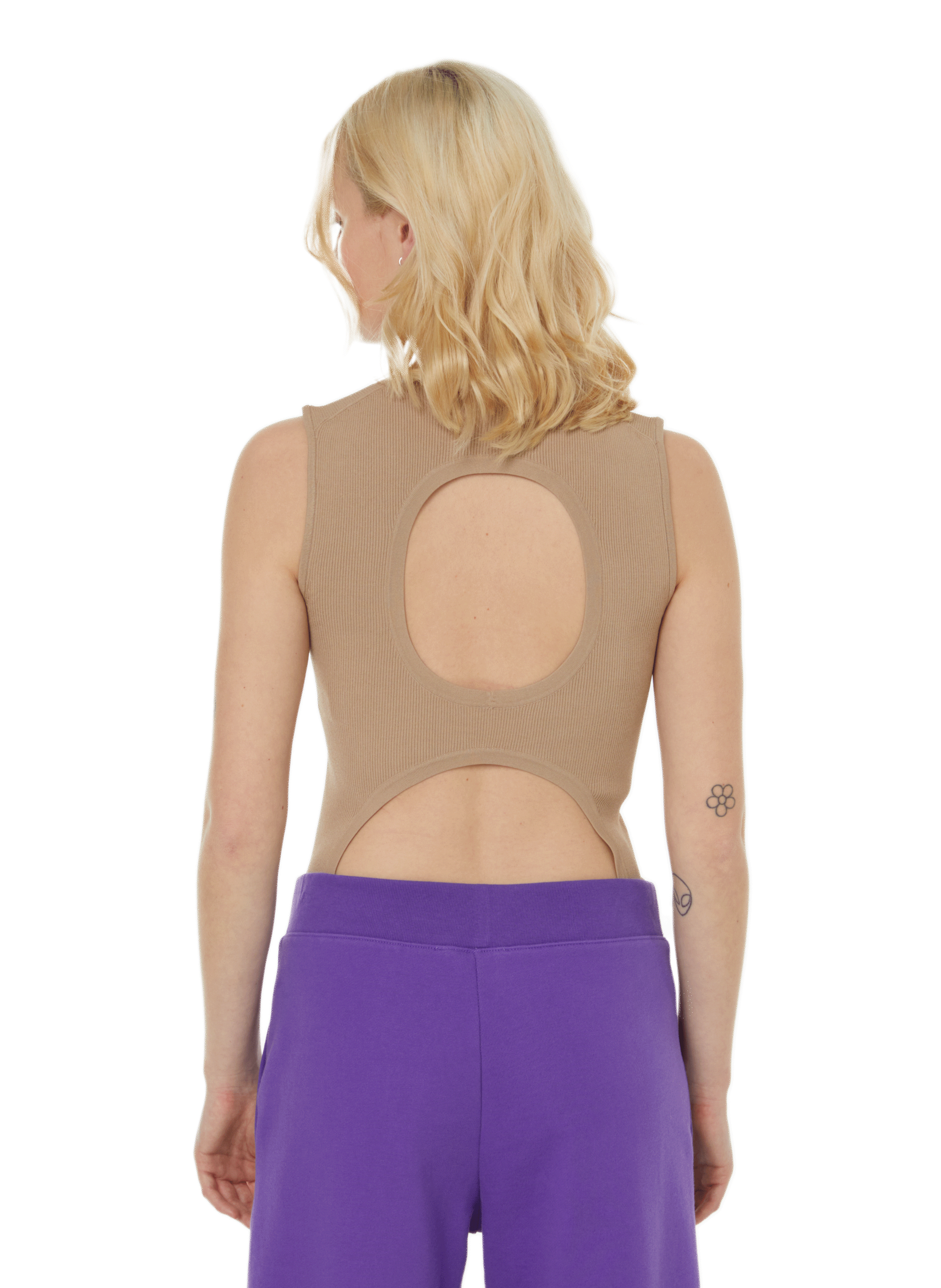 Gisele sleeveless ribbed knit top TIBI Beige