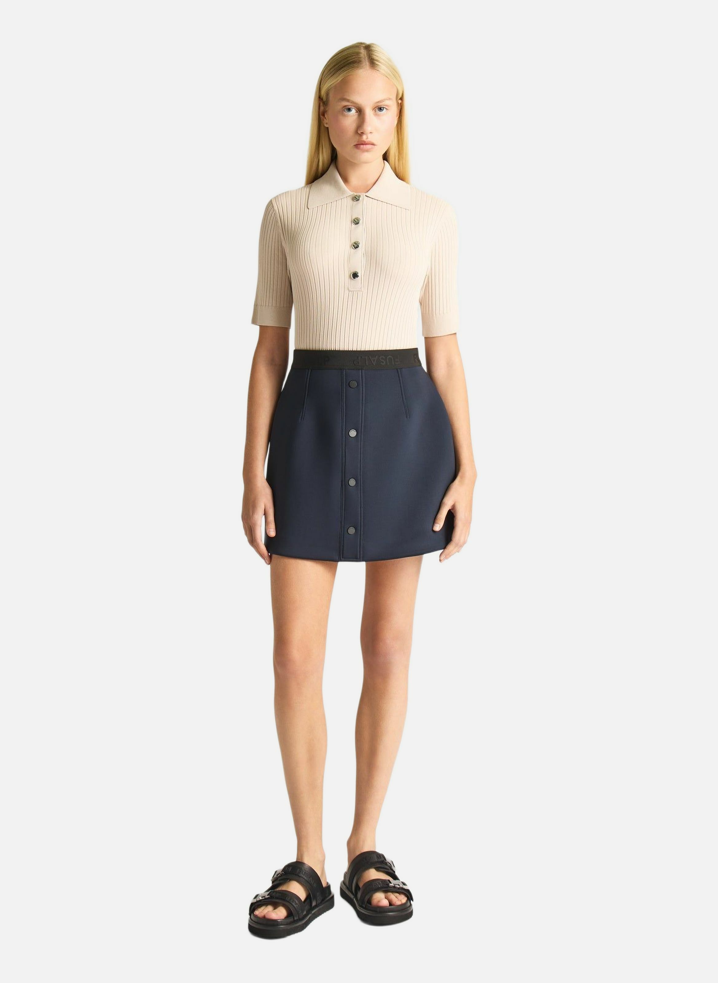 Polo manches courtes vera col chemise coupe ajustée FUSALP Blanc