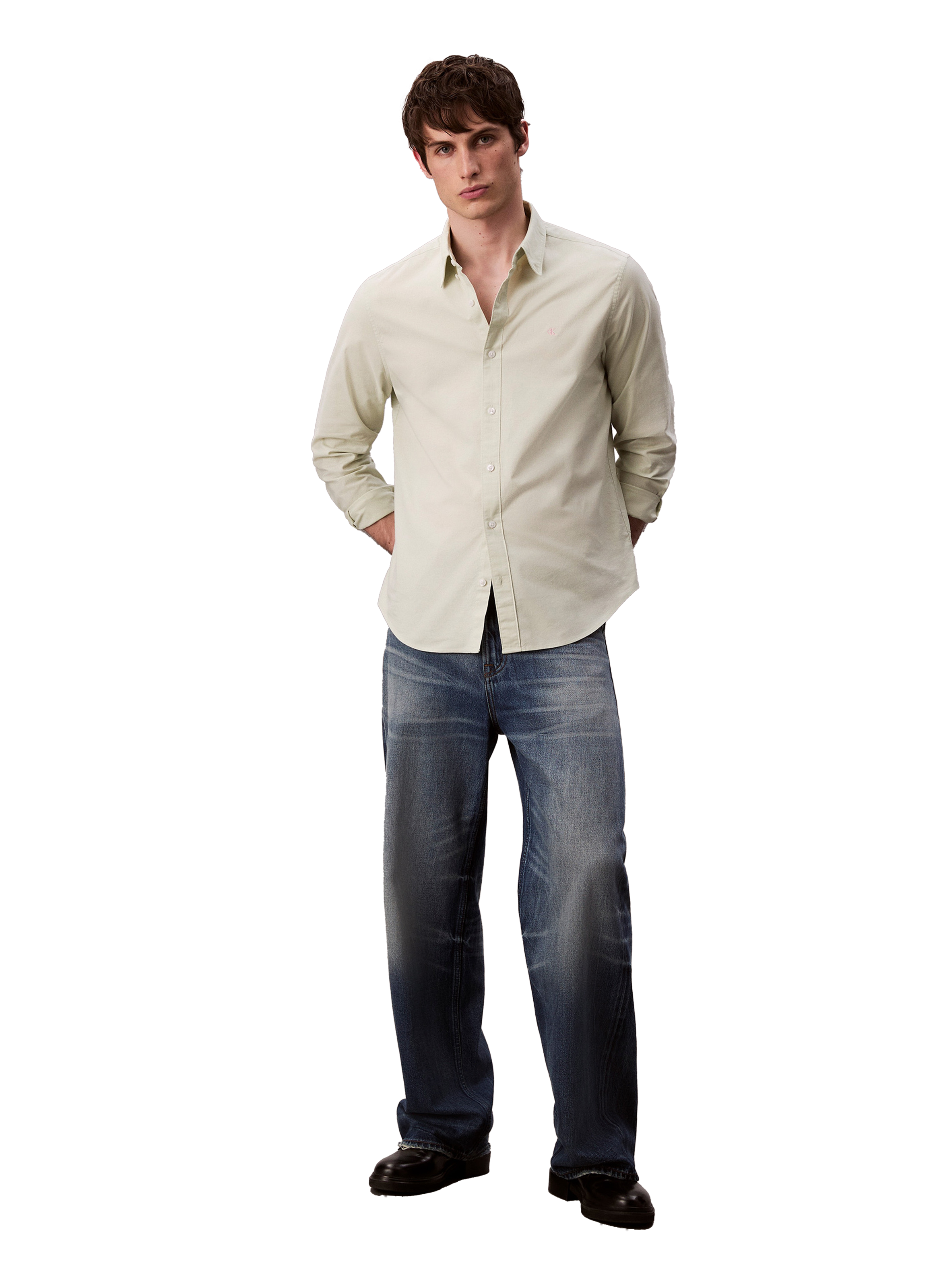 Chemise droite en coton mélangé CALVIN KLEIN Vert