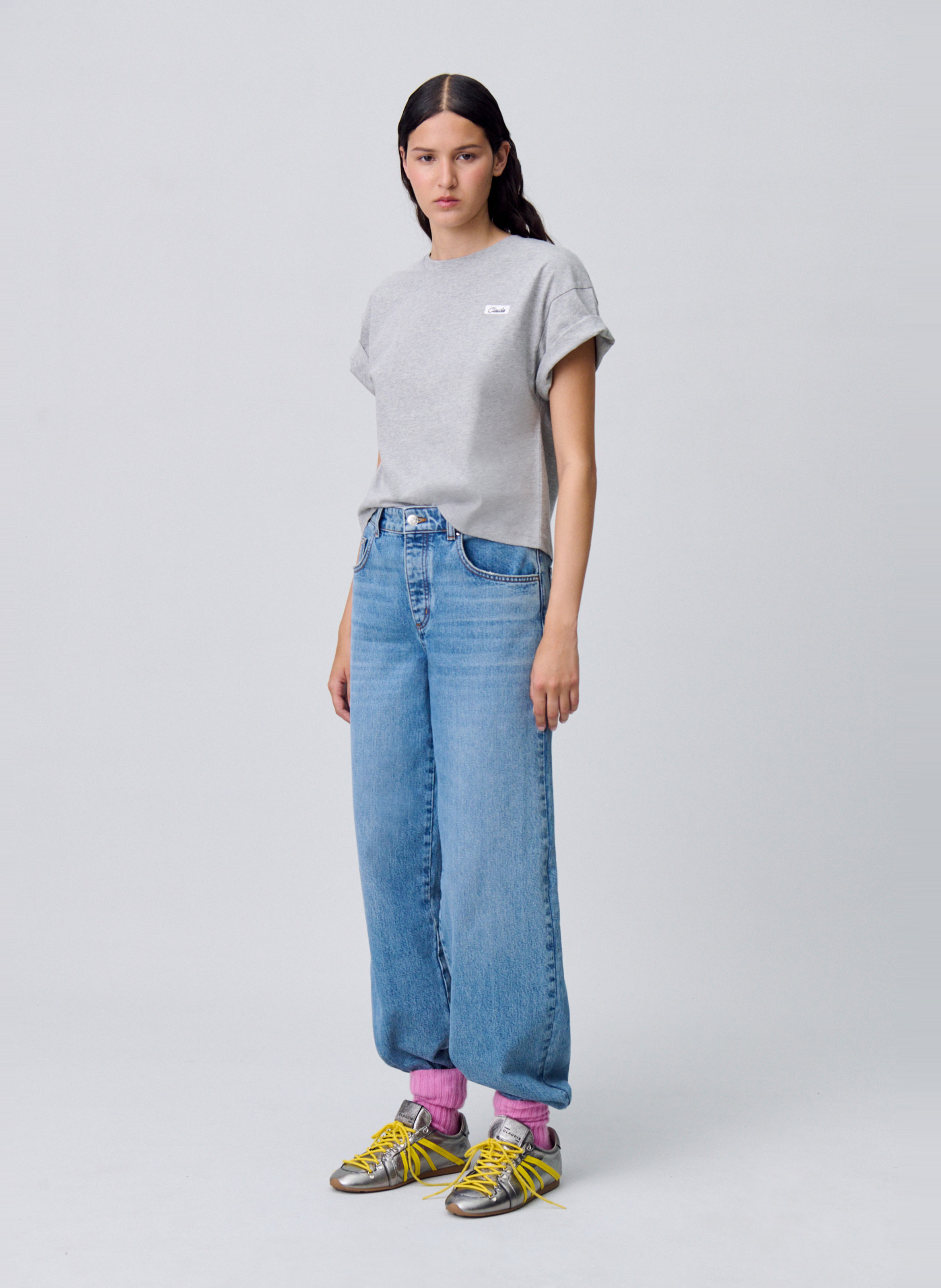 Tee-shirt droit en coton CLAUDIE PIERLOT Gris