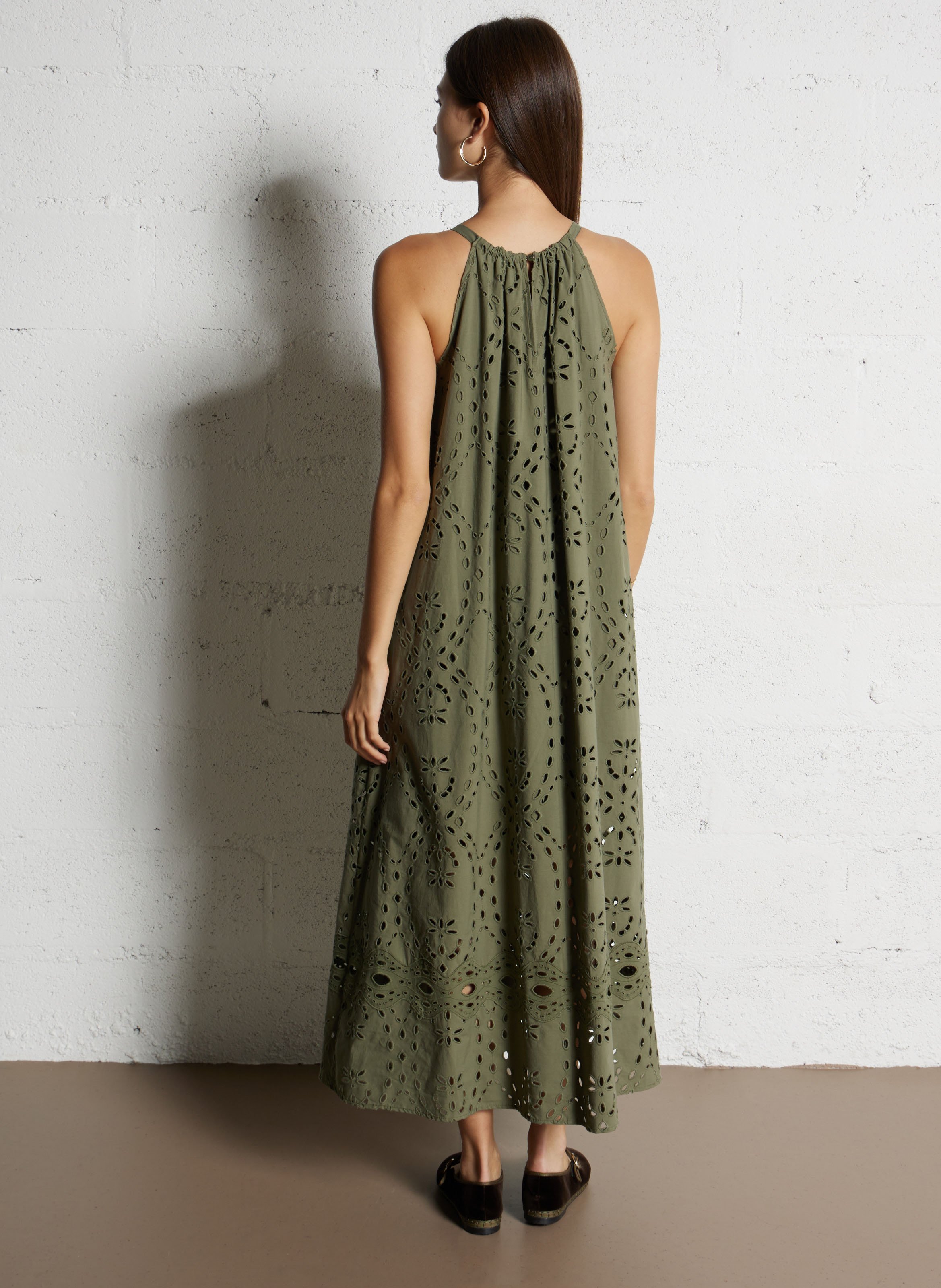 Robe longue col rond en coton bonie BA&SH Kaki