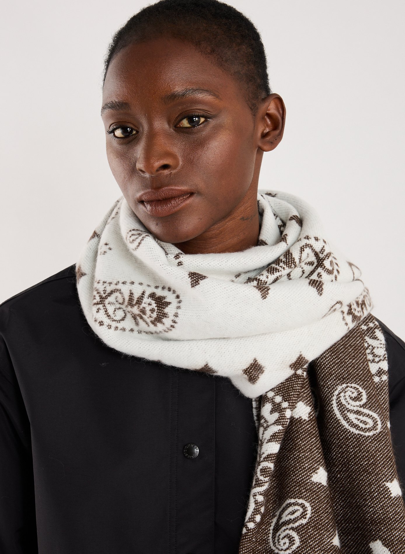 Echarpe à motif  AU PRINTEMPS PARIS Marron