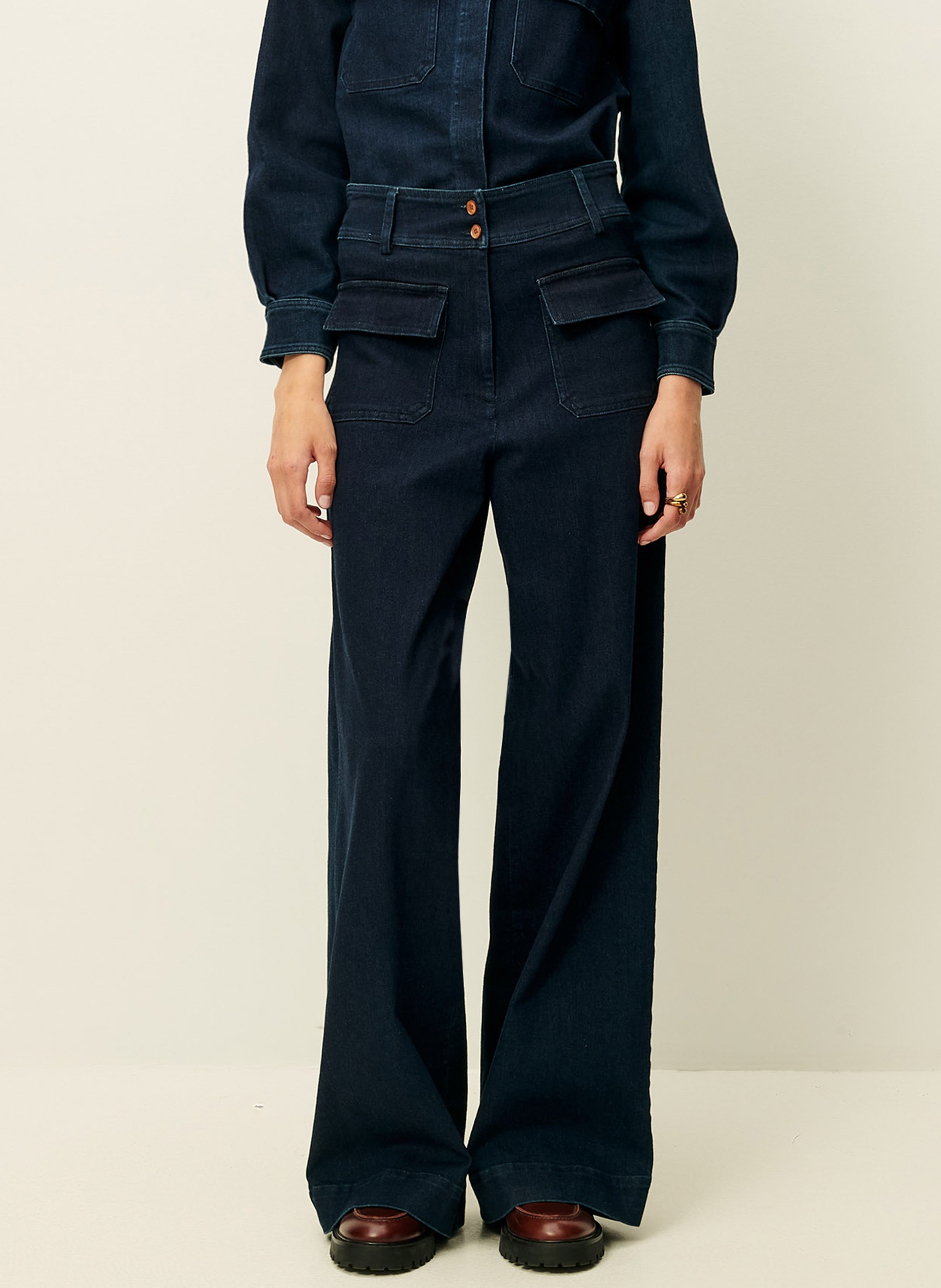 Pantalon flare en denim léger manhattan SESSUN Bleu