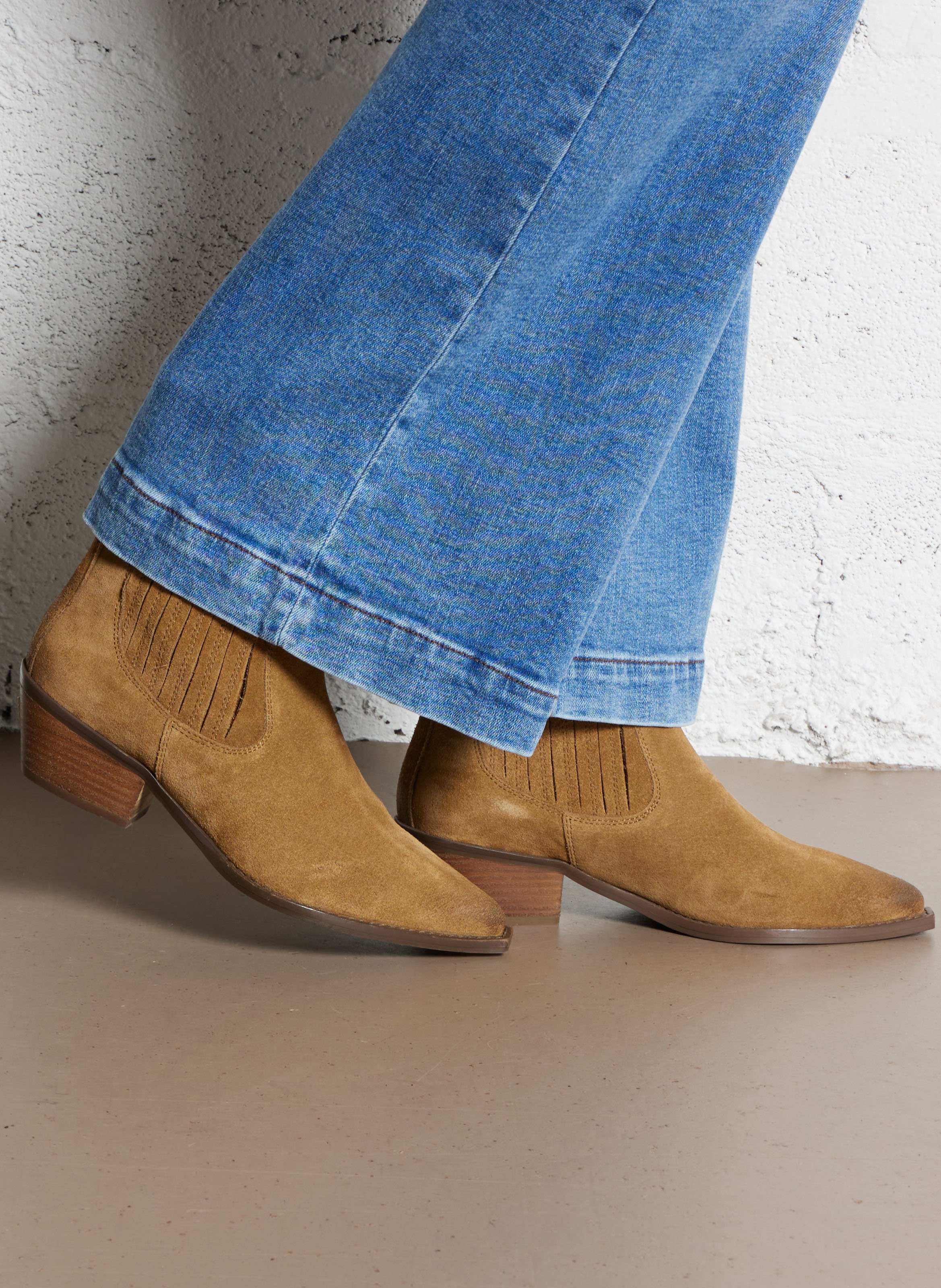 Bottines à talons en cuir IKKS Beige