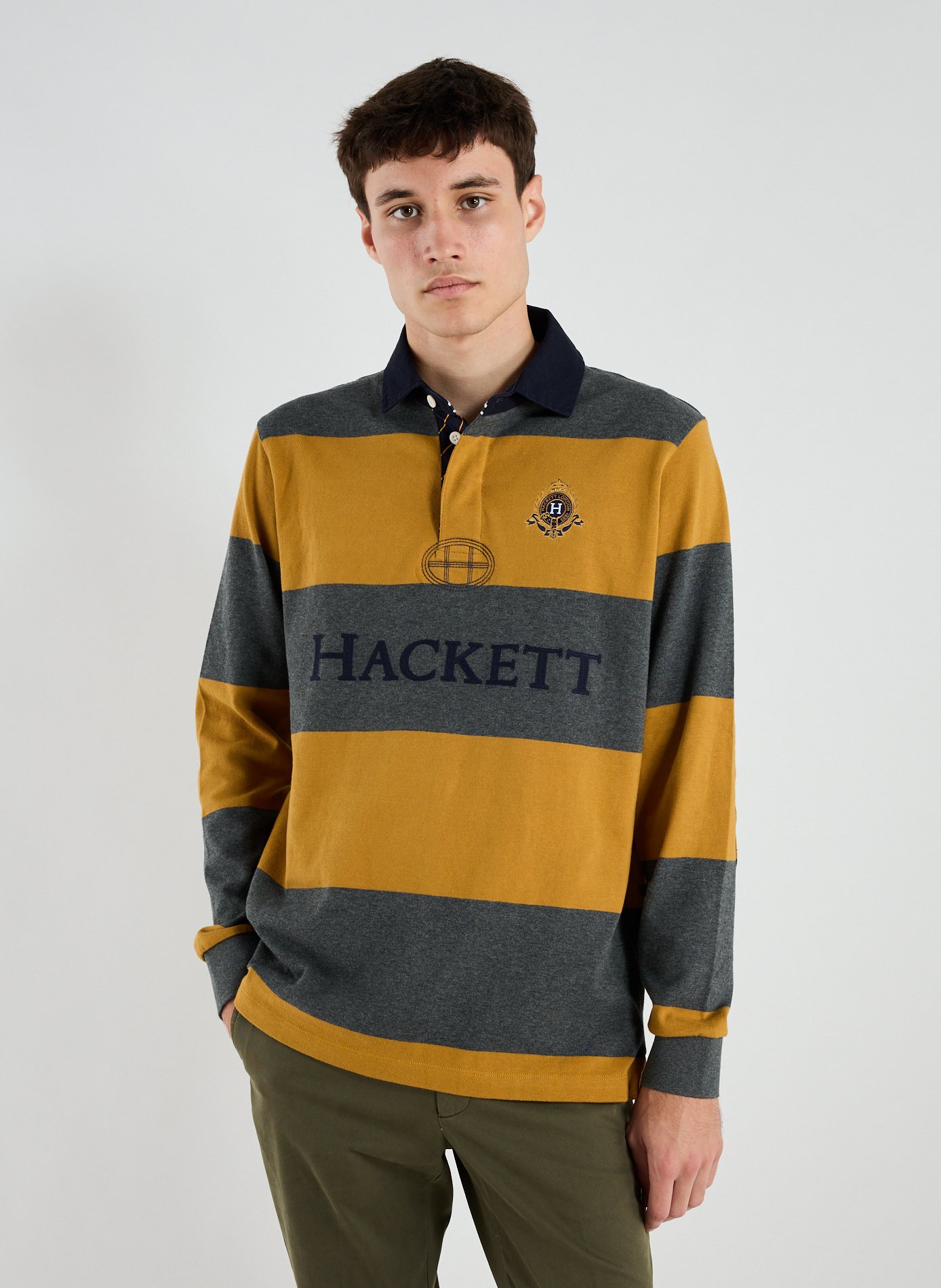 HACKETT Langarm-Poloshirt aus Baumwolle Gelb