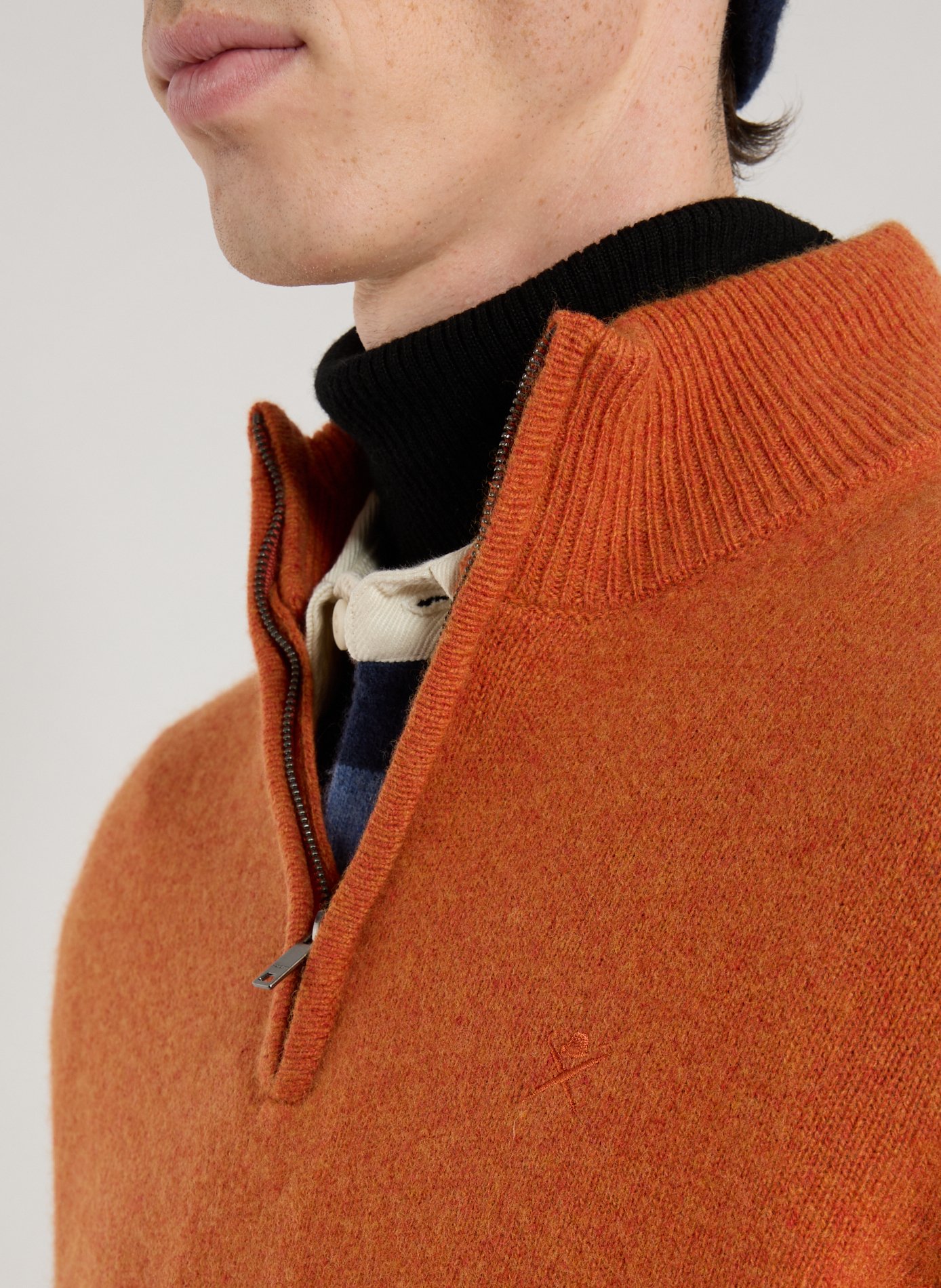 Pull à col montant en laine  HACKETT Beige