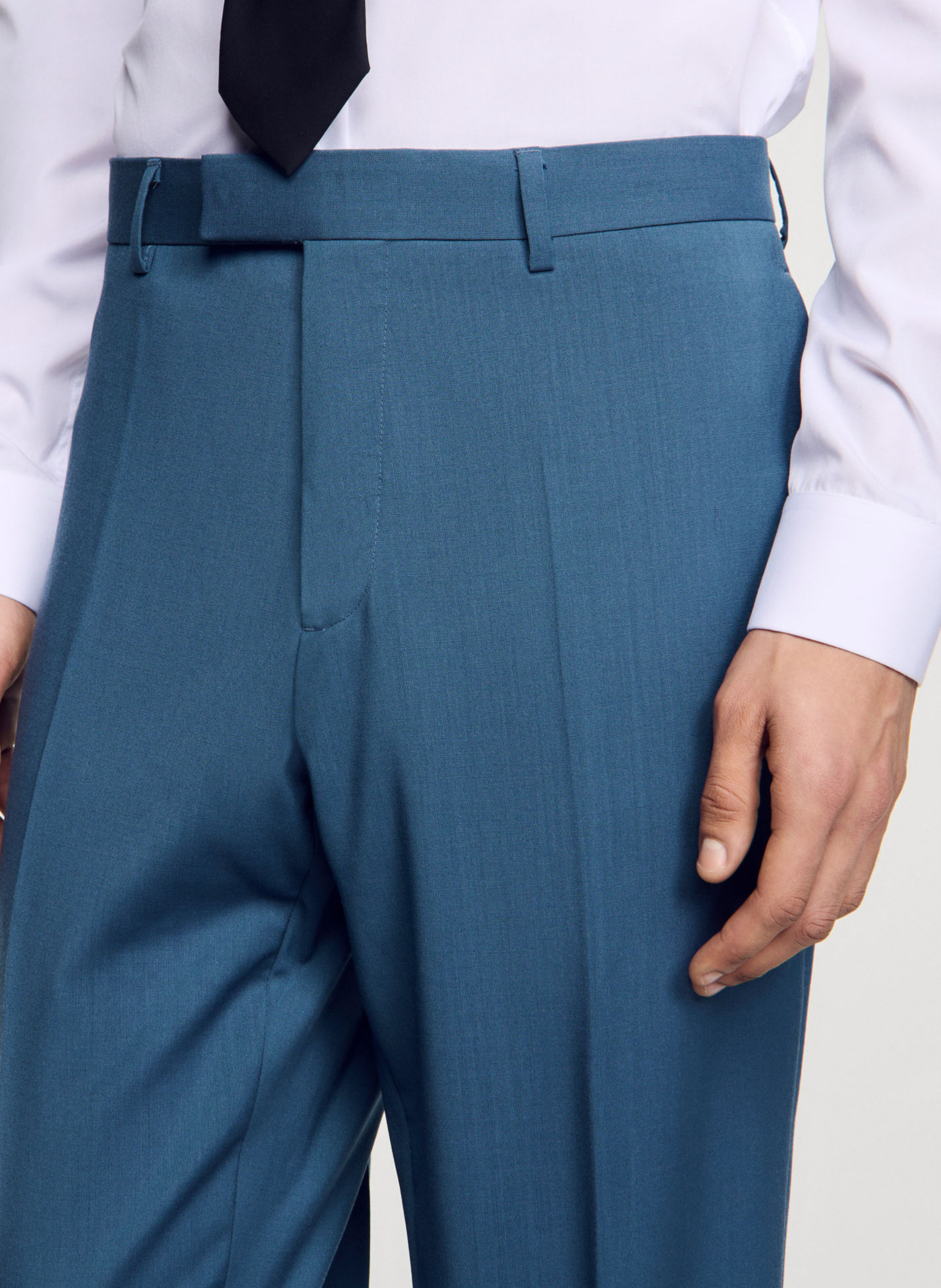 Pantalon droit en laine SANDRO Bleu