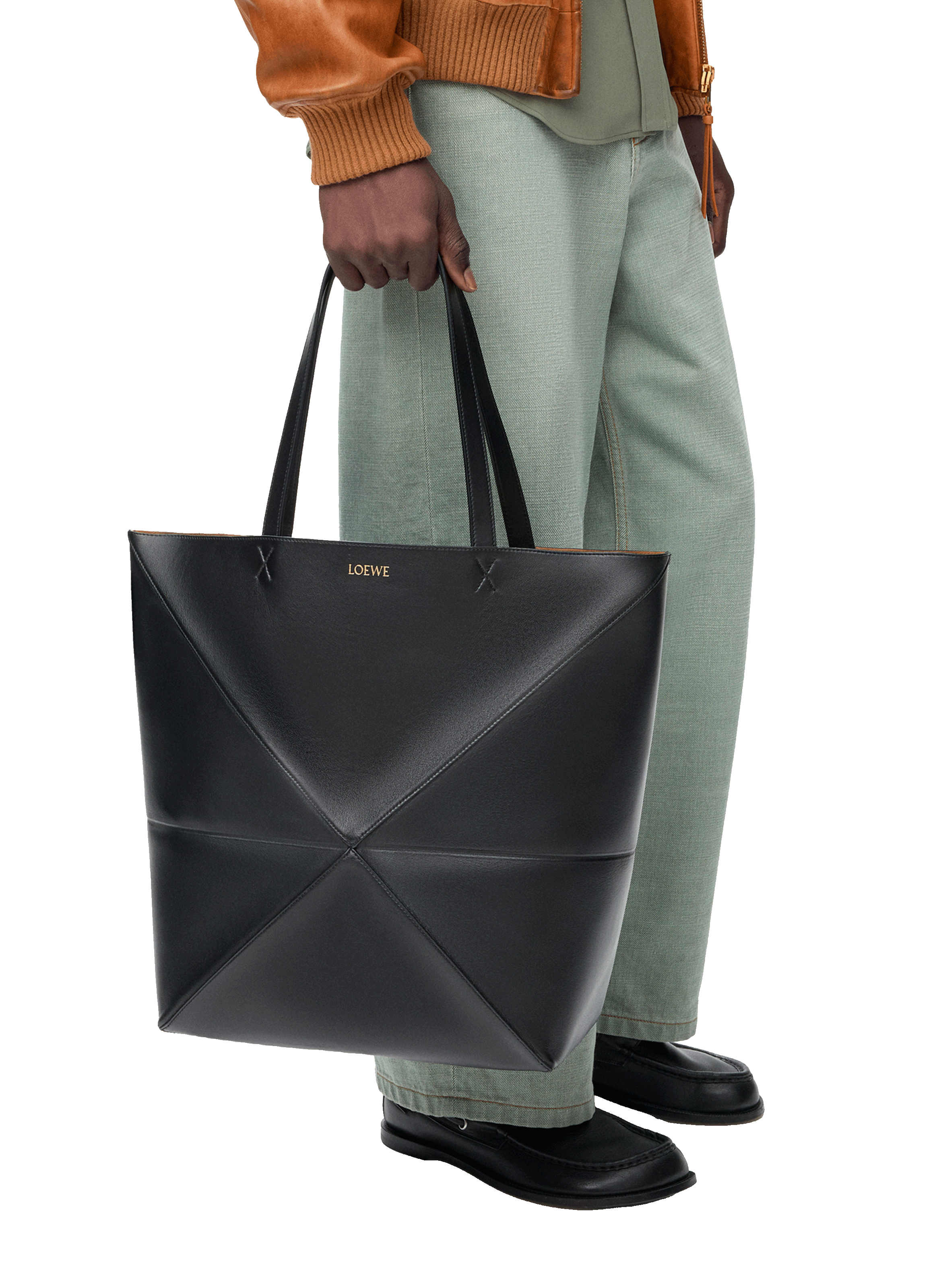Bolso Puzzle Fold XL en cuero de becerro brillante LOEWE Negro