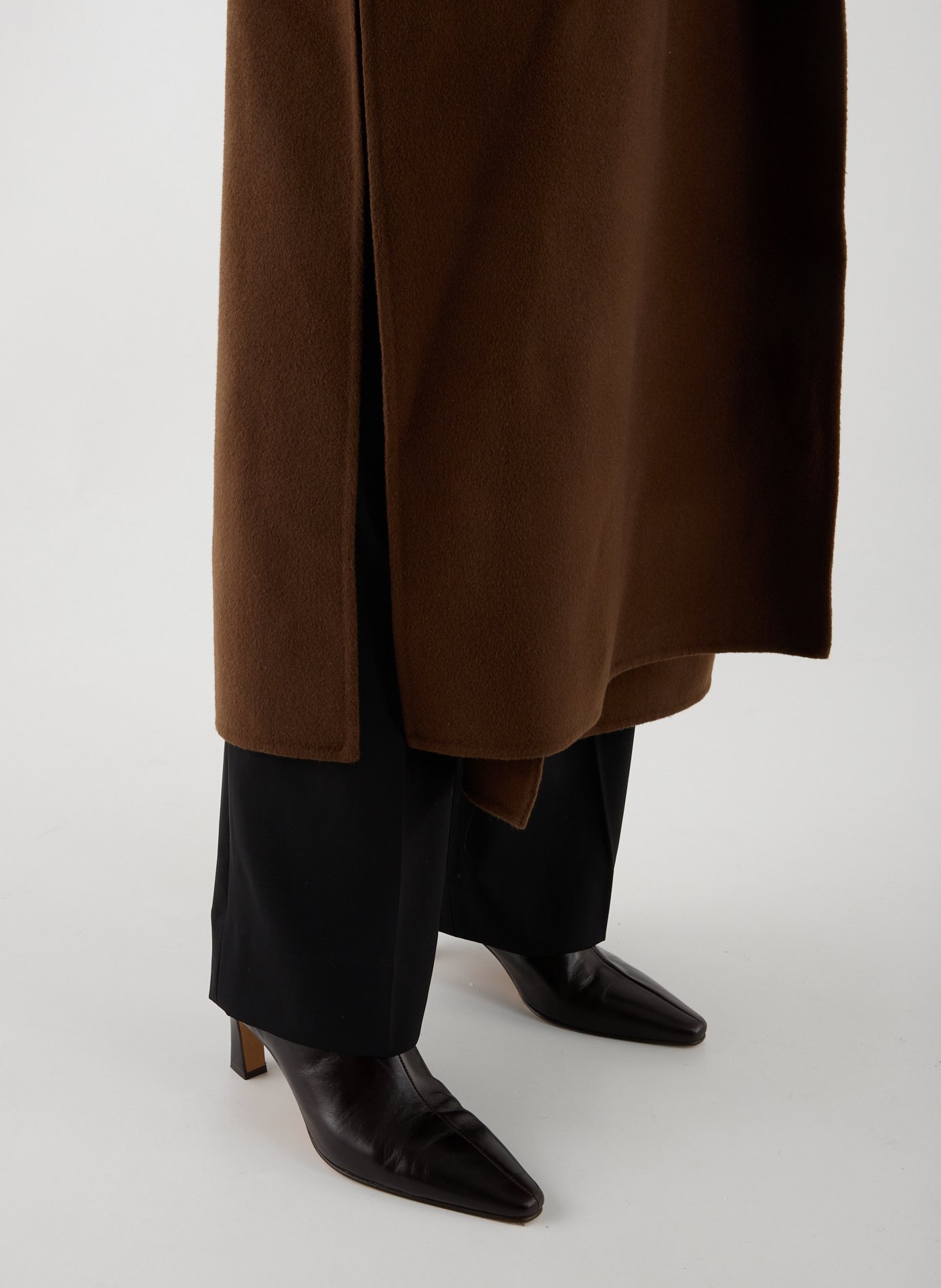 Manteau col châle en laine Marron