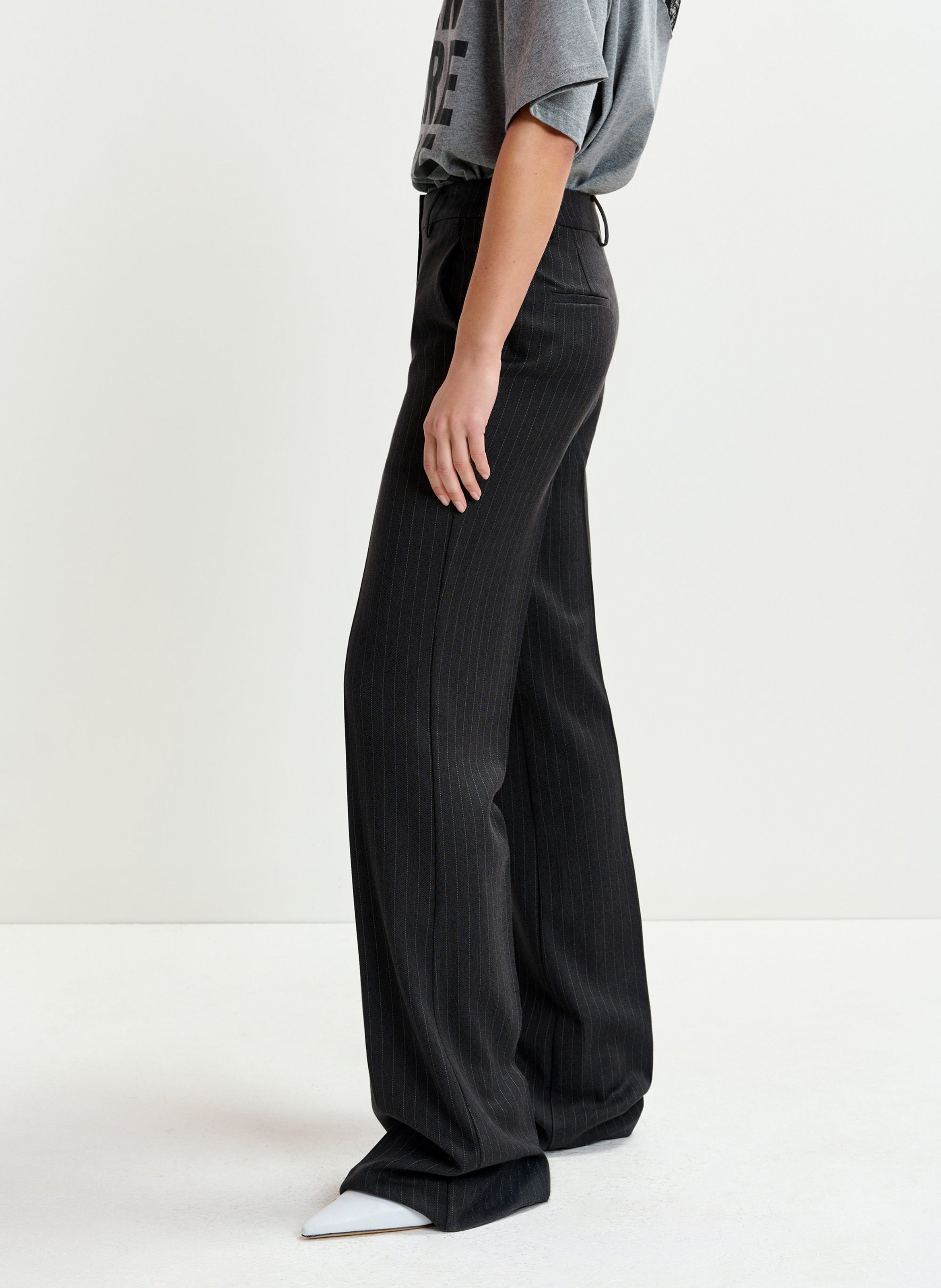 Pantalon taille haute flare rayé invade ESSENTIEL ANTWERP Bleu