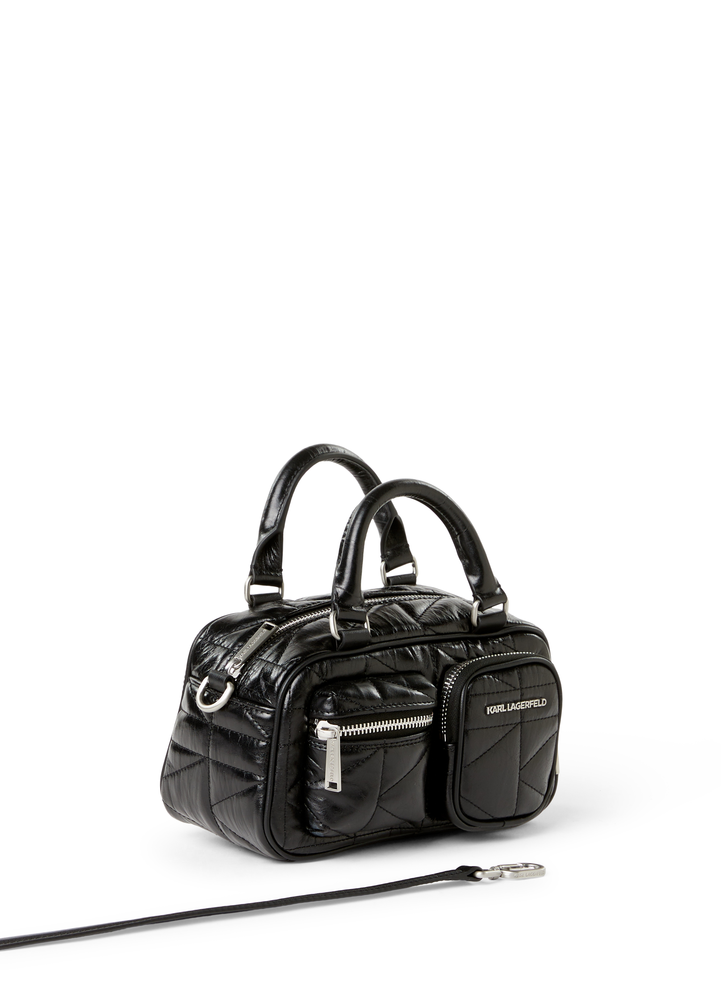 Sac à main matelassé avec bandoulière amovible en cuir KARL LAGERFELD Noir