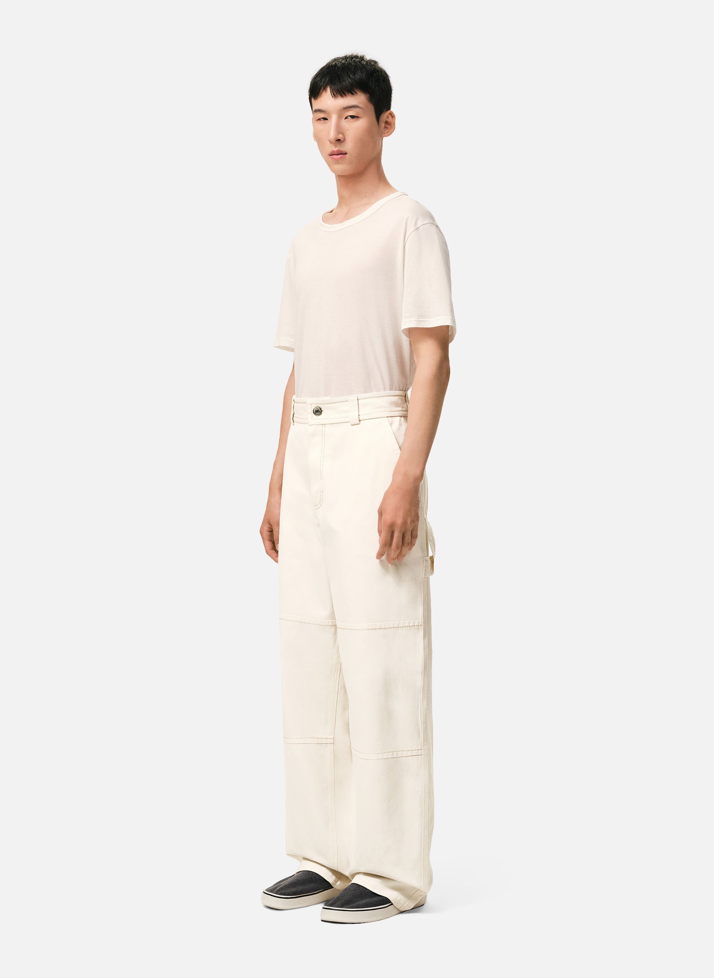 Pantalon worker en coton AMI PARIS Blanc