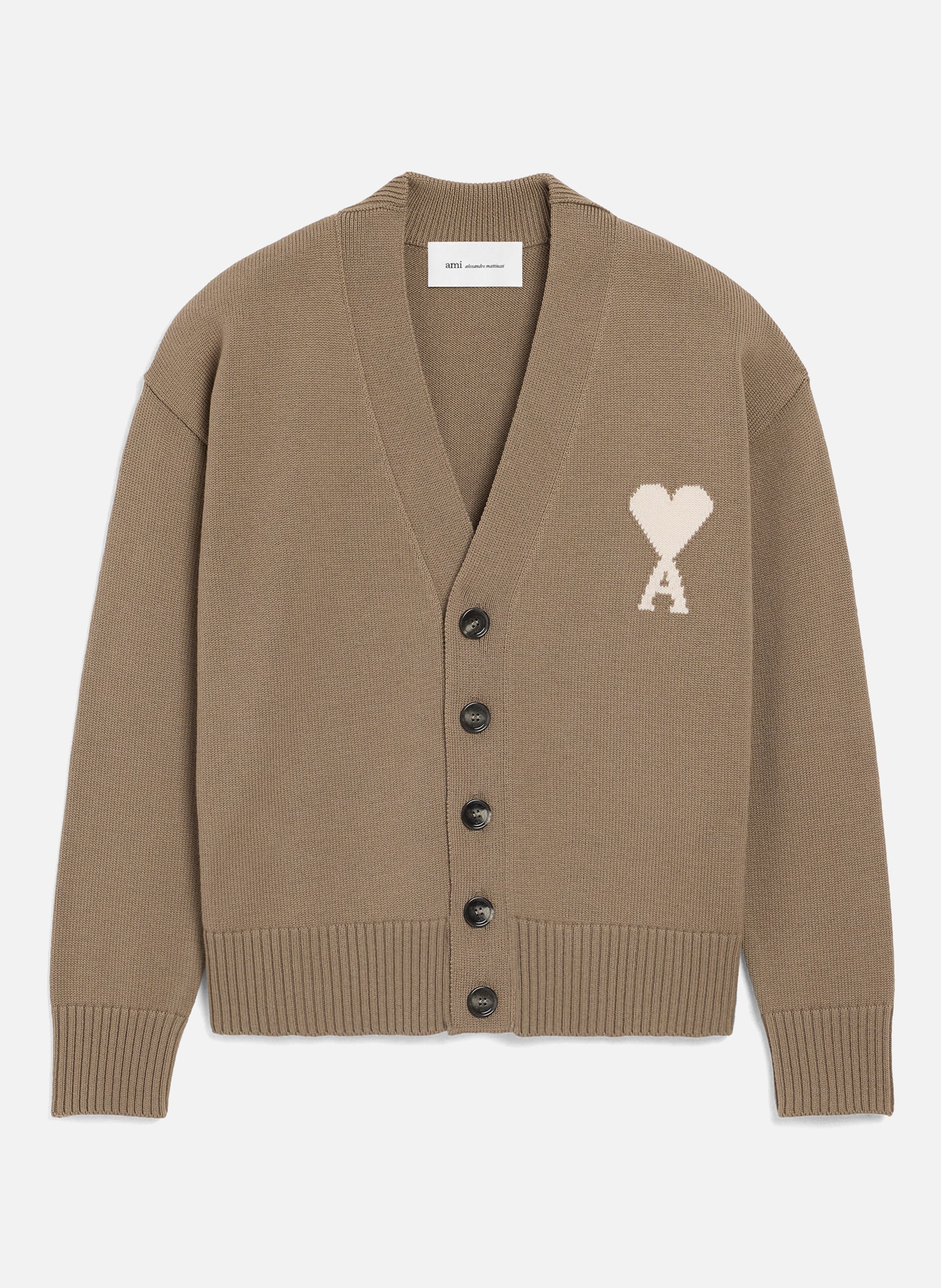 Cardigan ami de coeur en laine unisexe AMI PARIS Beige