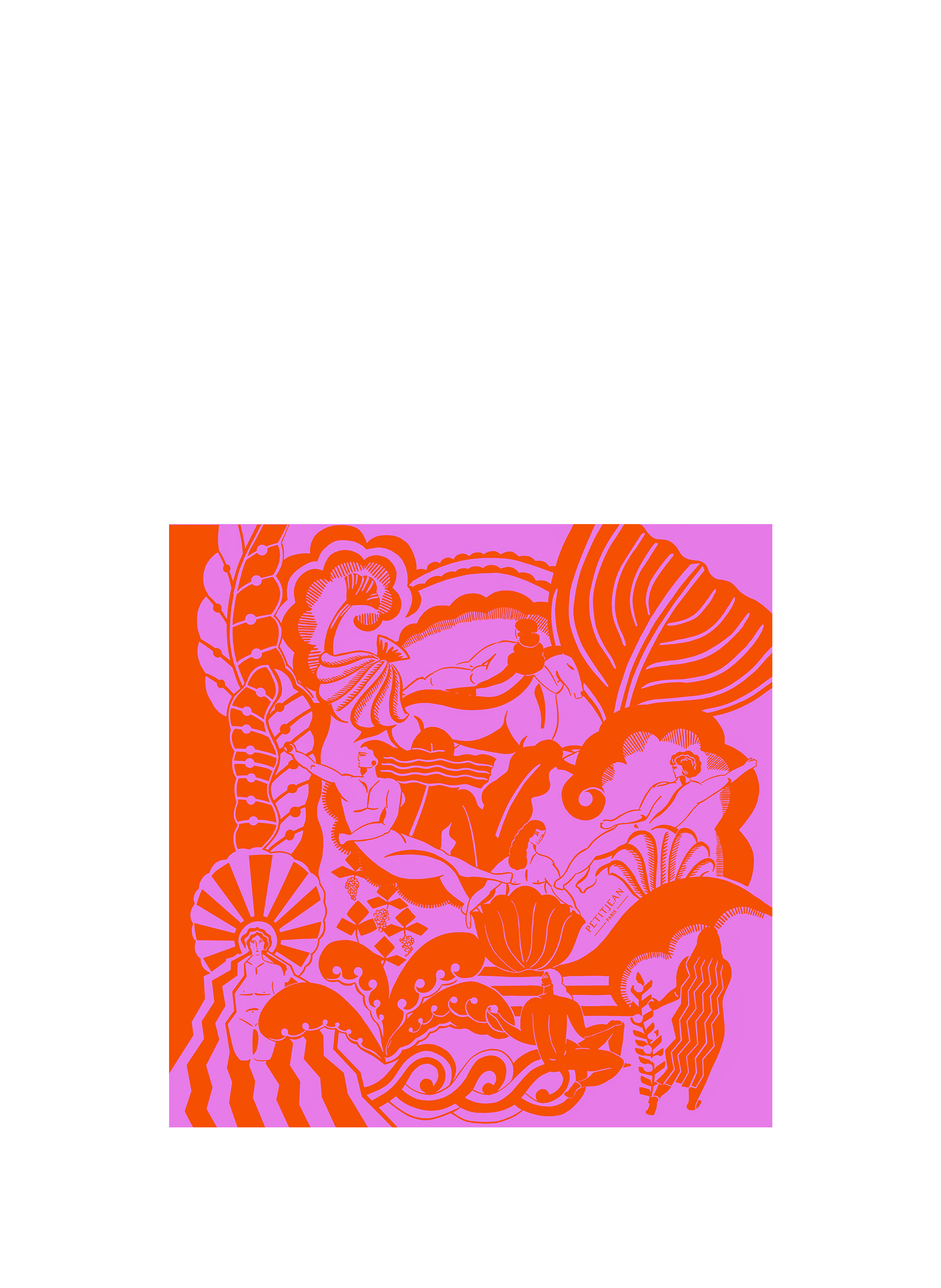 Massalia Orange - Carré 45 imprimé en soie PETITJEAN PARIS Multicolore