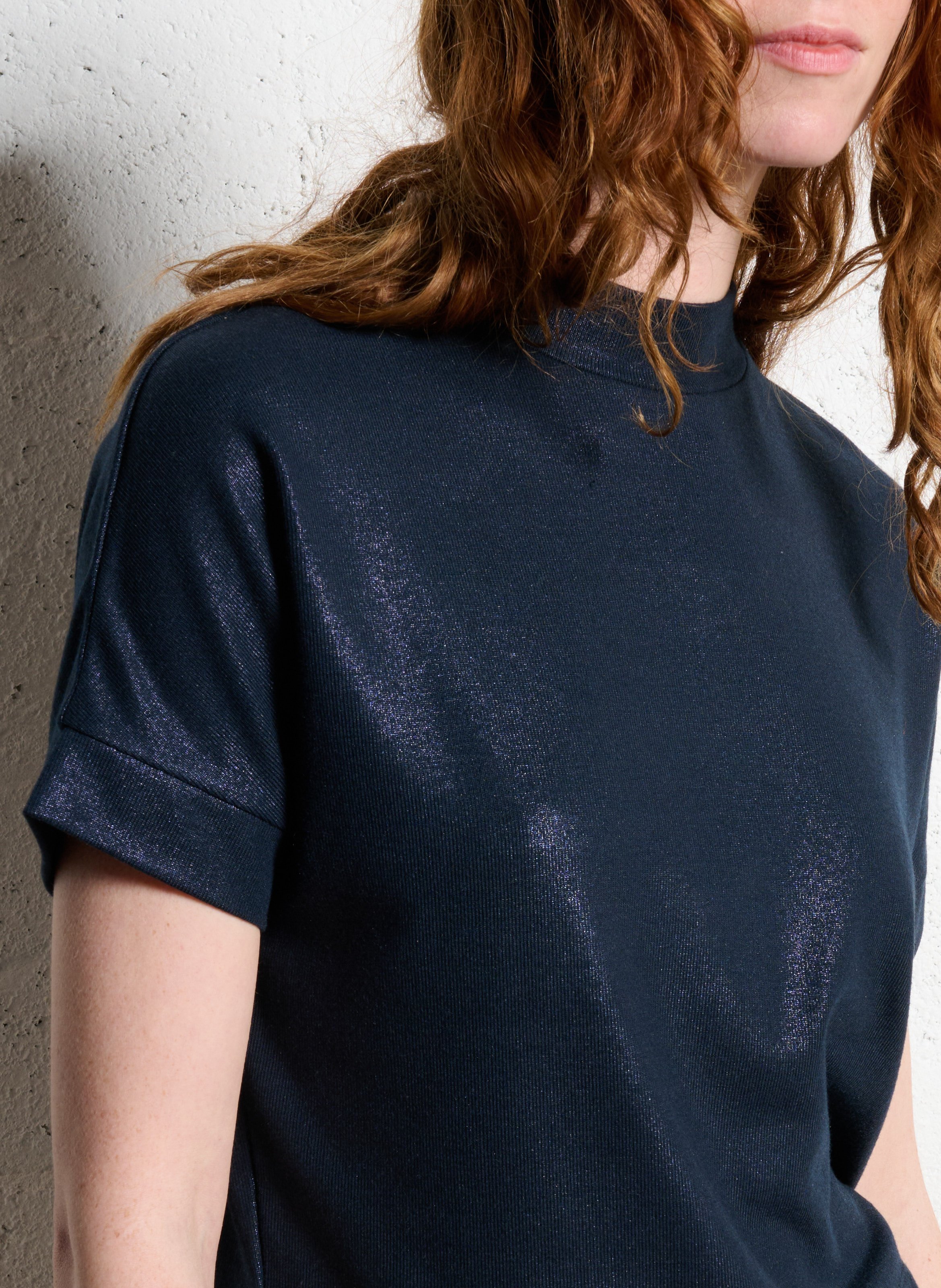 Top oversize col montant en maille IKKS Bleu