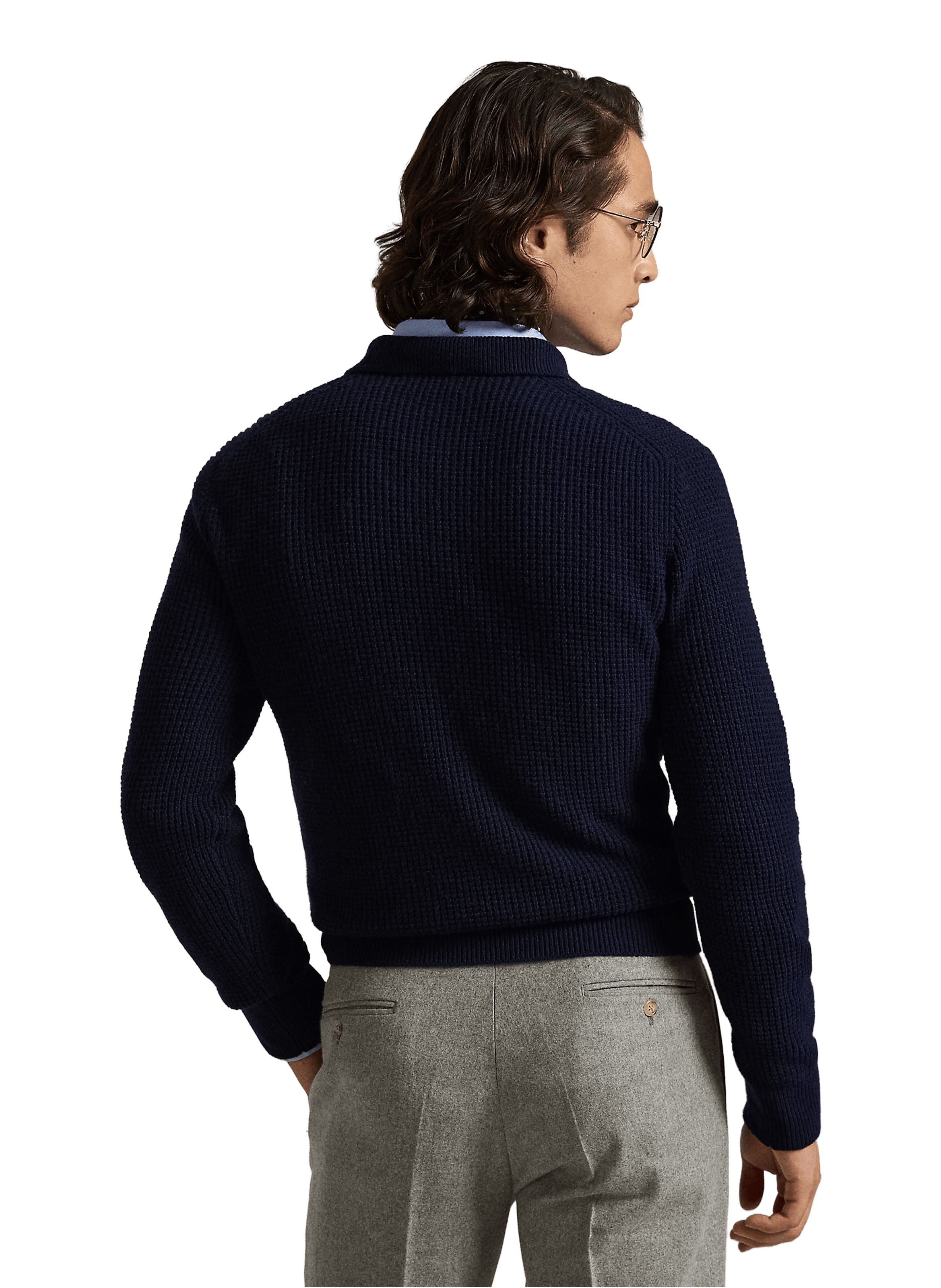 Ribbed wool and cotton polo neck sweater POLO RALPH LAUREN Blue