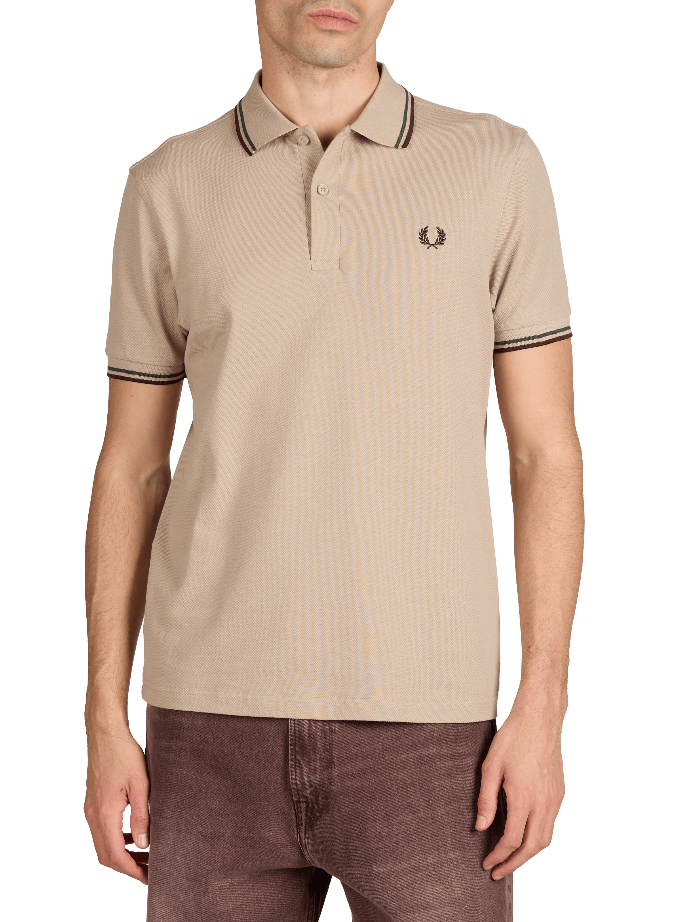 Polo à manches courtes en coton FRED PERRY Beige