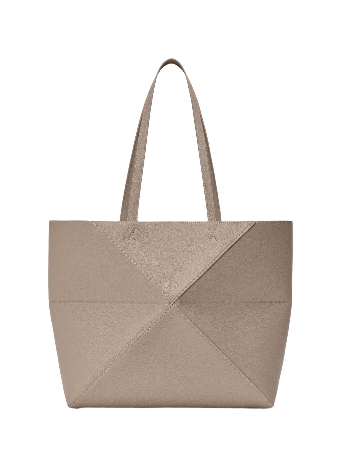 Puzzle Fold tote horizontal moyen en cuir de veau grainé souple LOEWE Beige