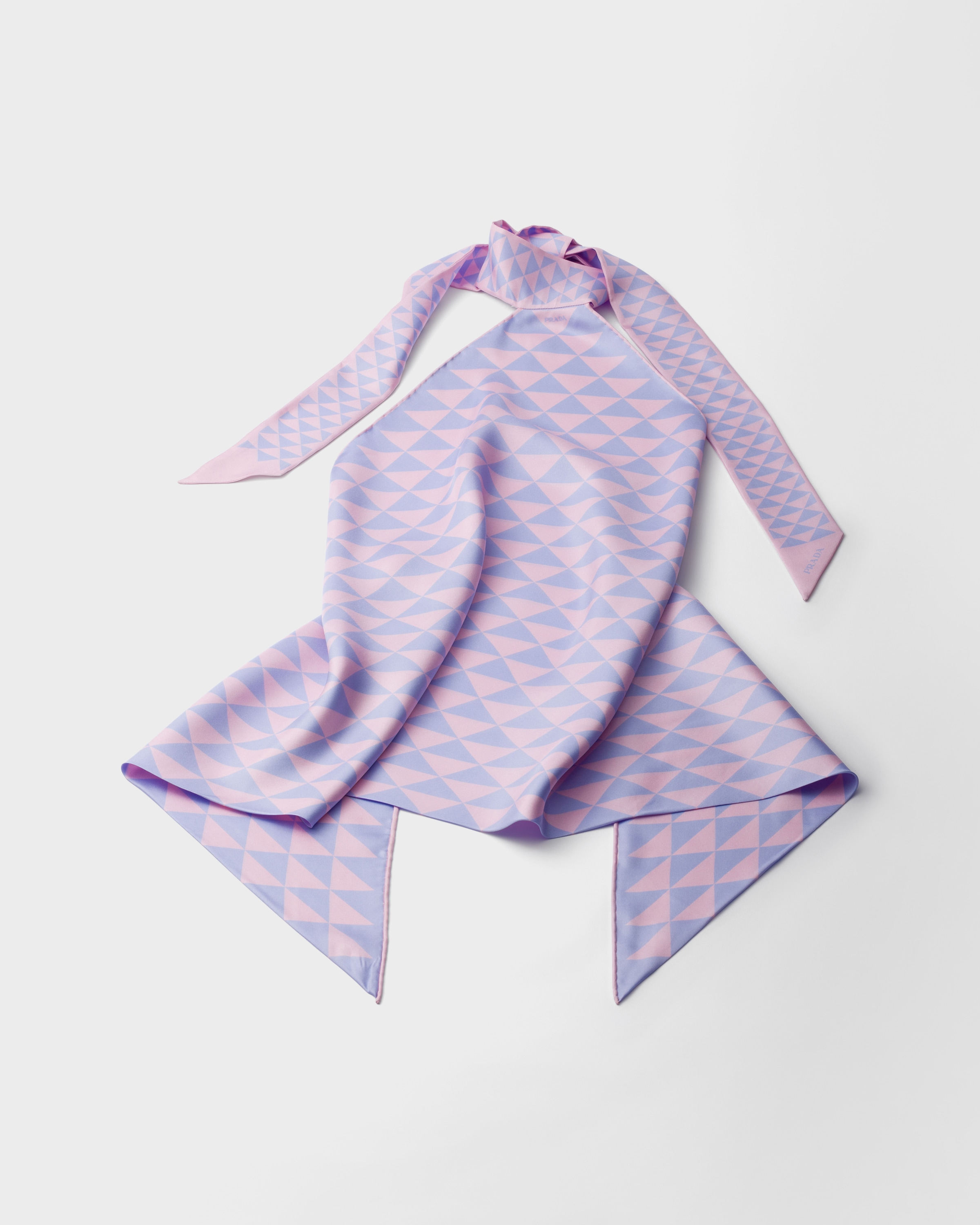 Top dos nu en sergé de soie imprimé PRADA Rose