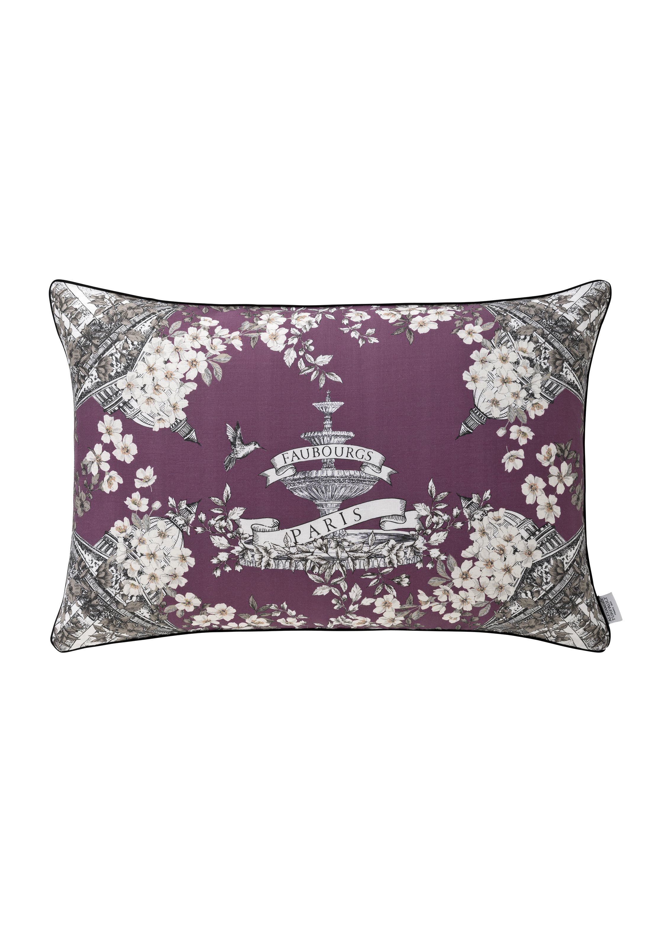 Housse de coussin imprimée en lin, faubourg ALEXANDRE TURPAULT Rose