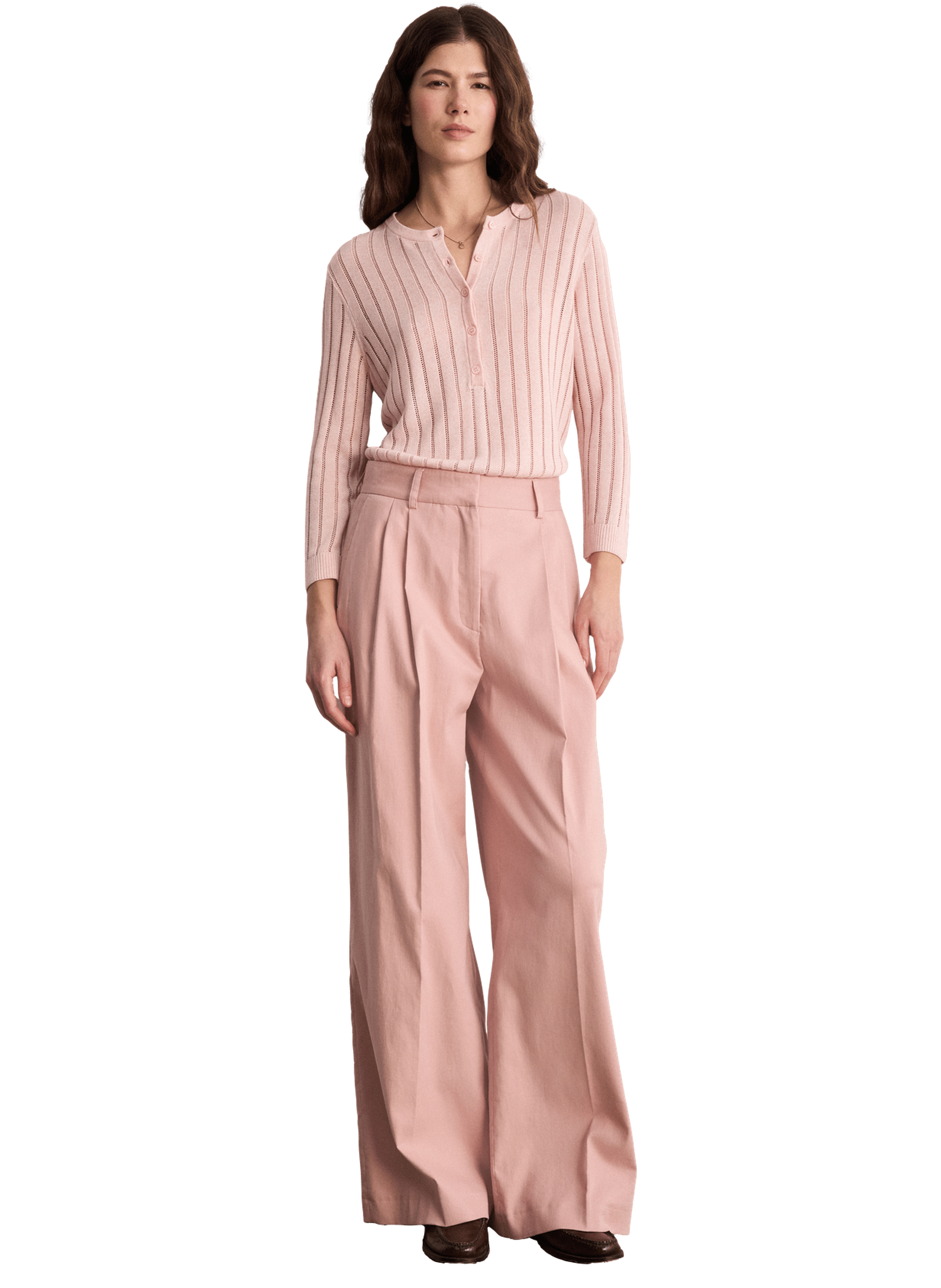Pantalon à pinces en coton - bibaia PABLO Rose