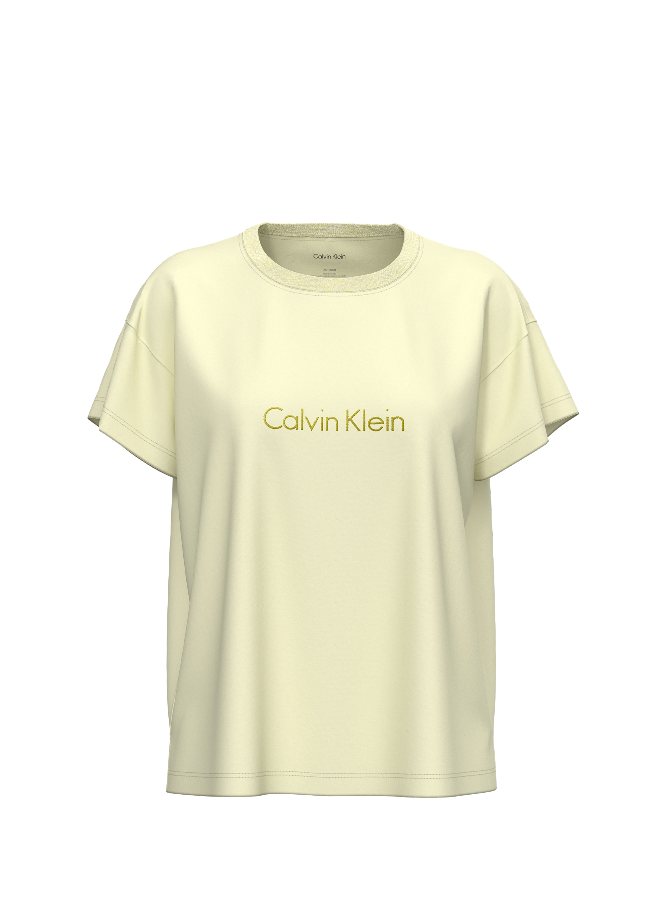 T-shirt broderie marque en coton mélangé CALVIN KLEIN Jaune