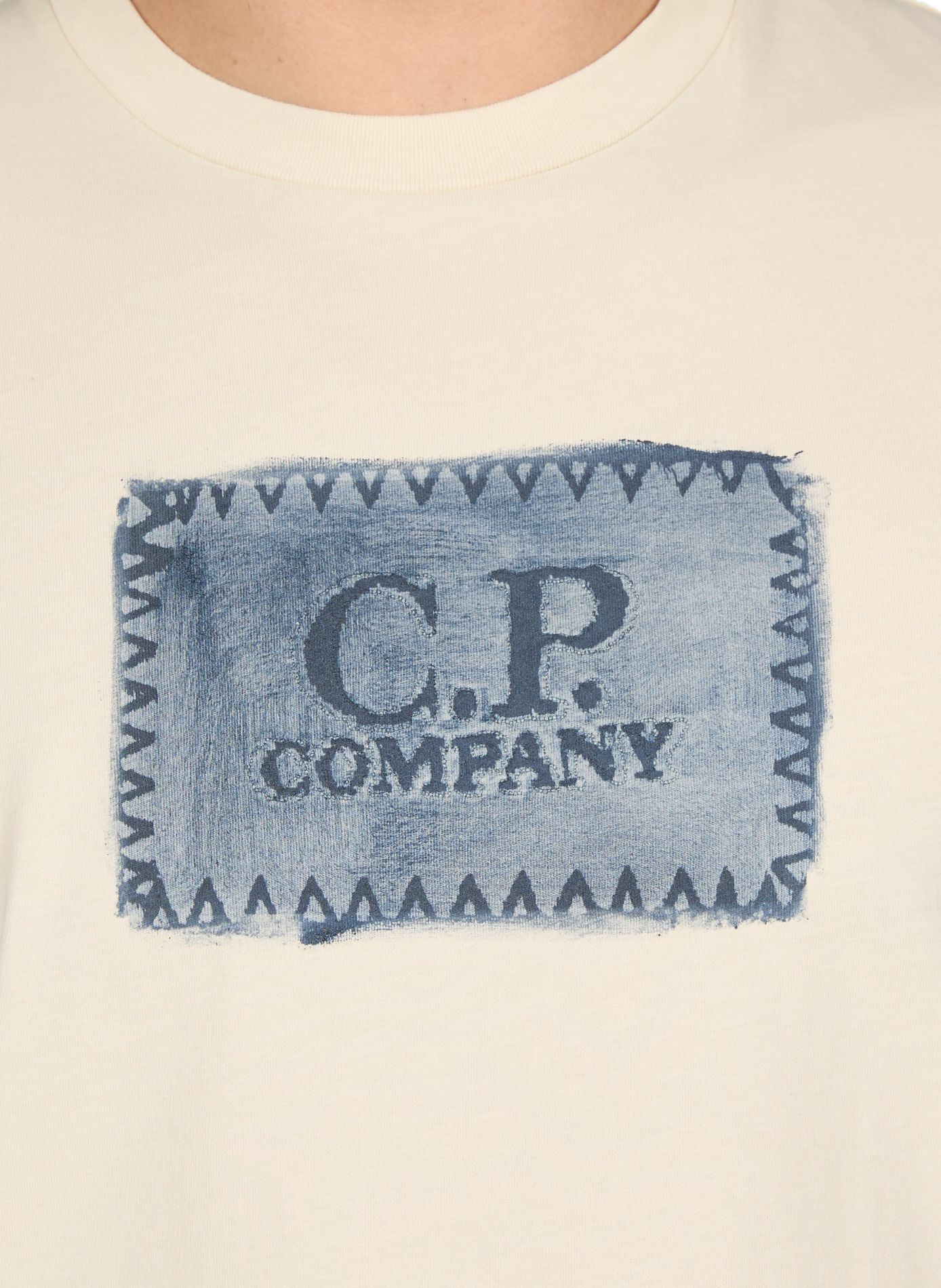 Biker-style cotton t-shirt CP COMPANY Beige