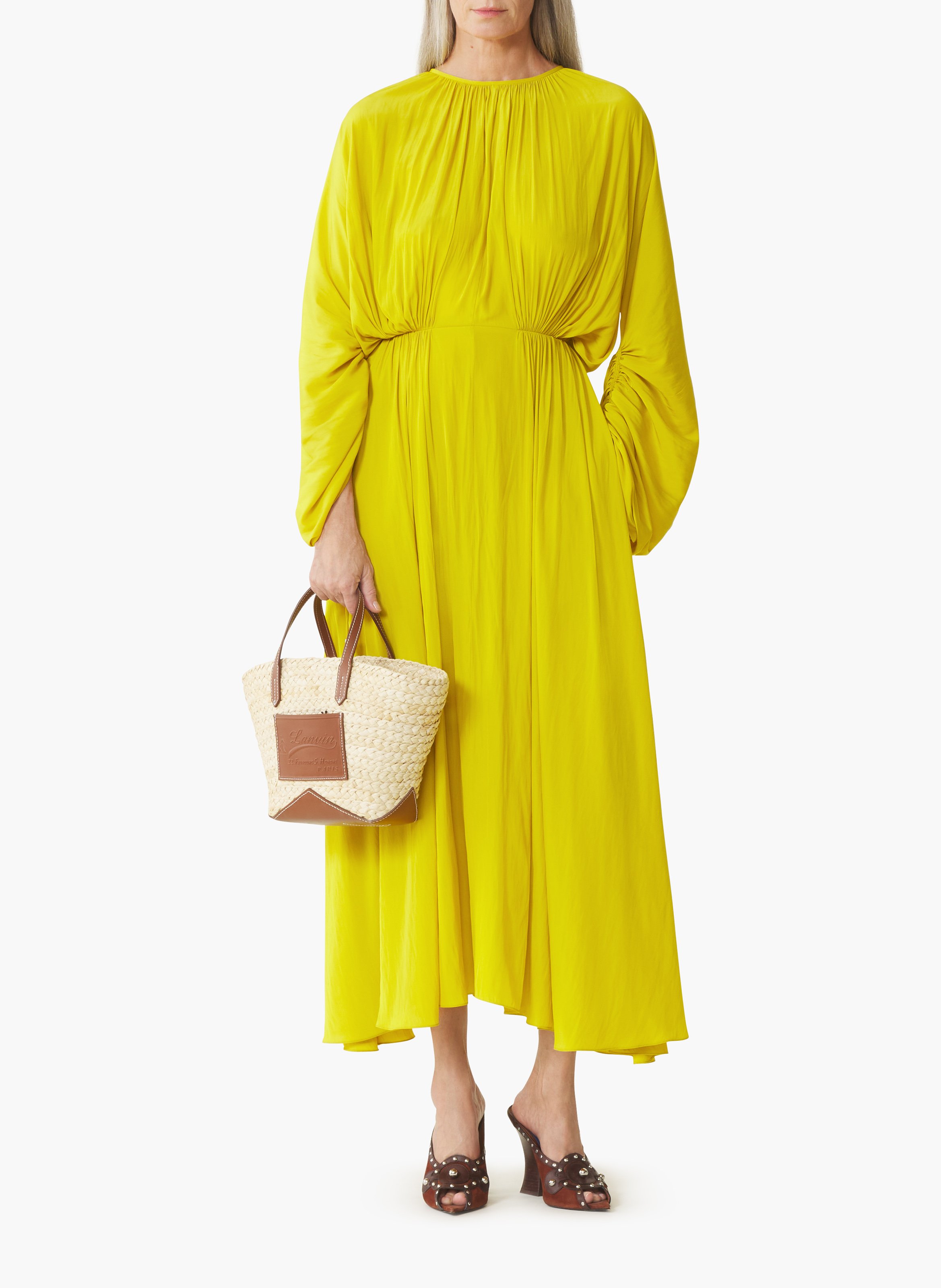 Robe cintrée en charmeuse LANVIN Jaune