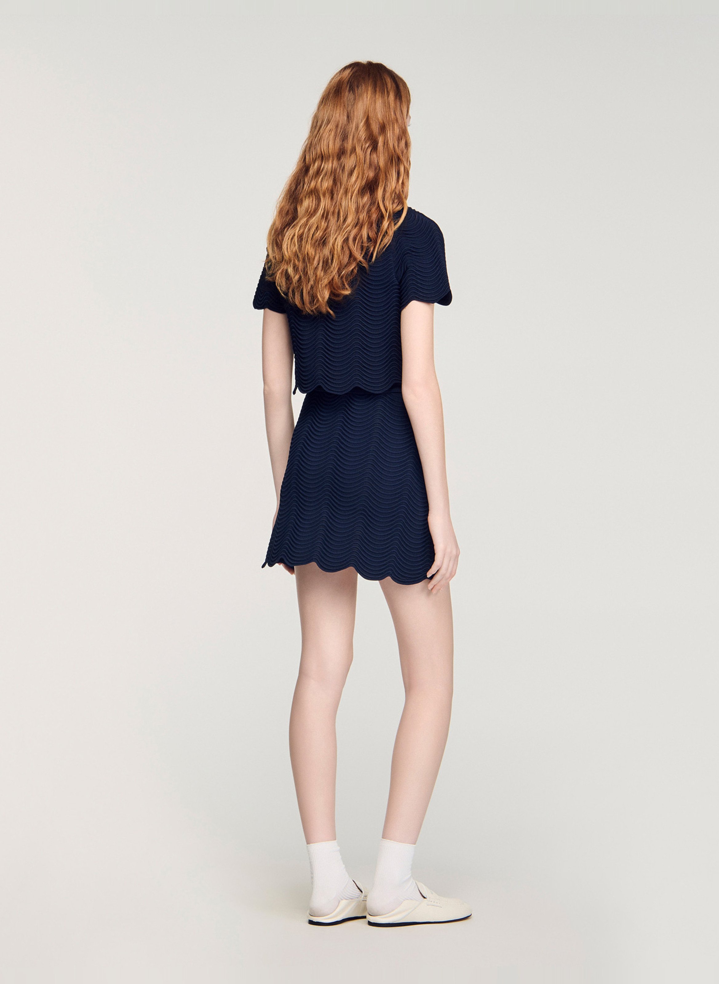 Jupe courte en jacquard SANDRO Bleu