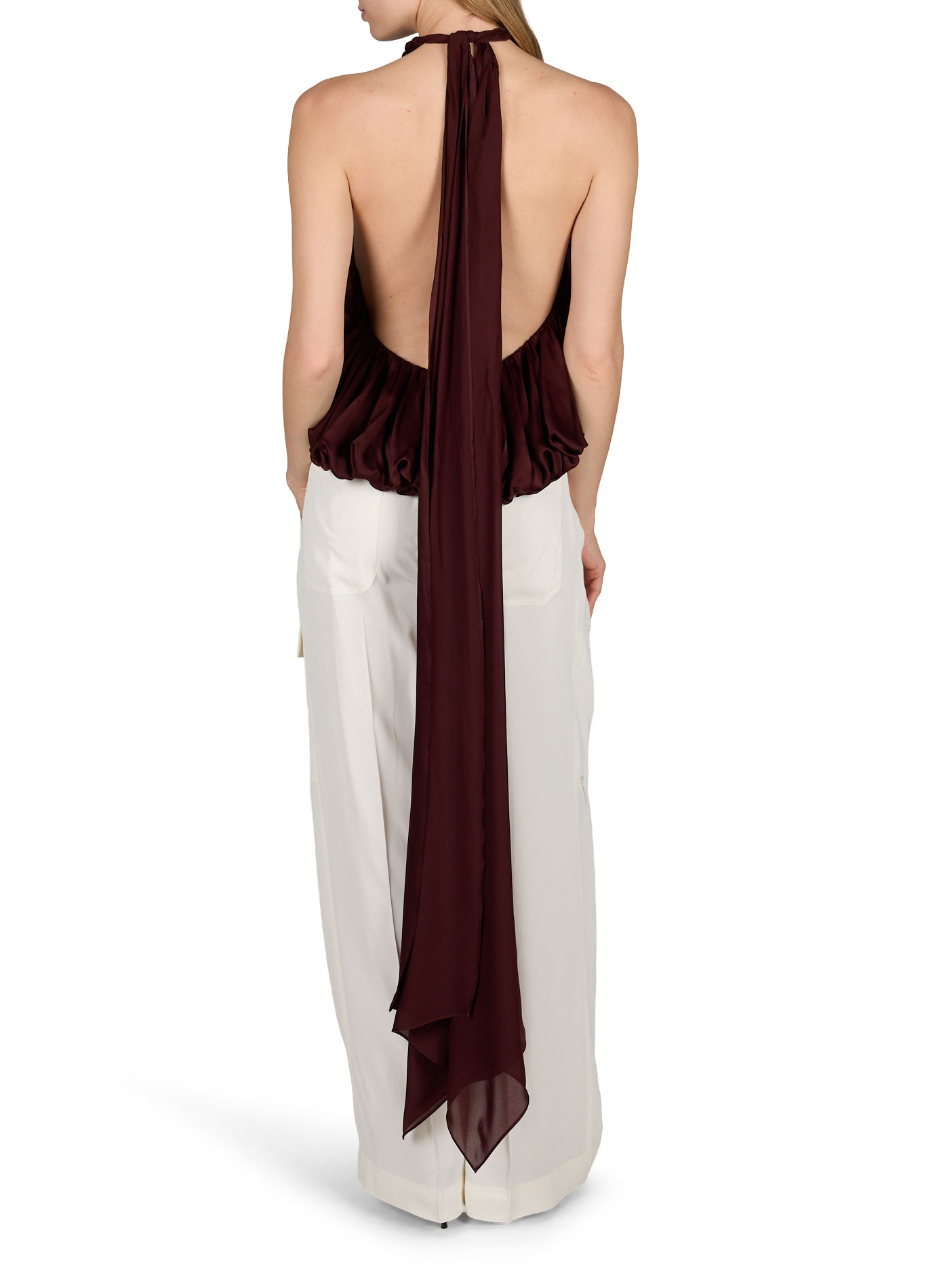 Billow Luna silk open back top ZIMMERMANN Red