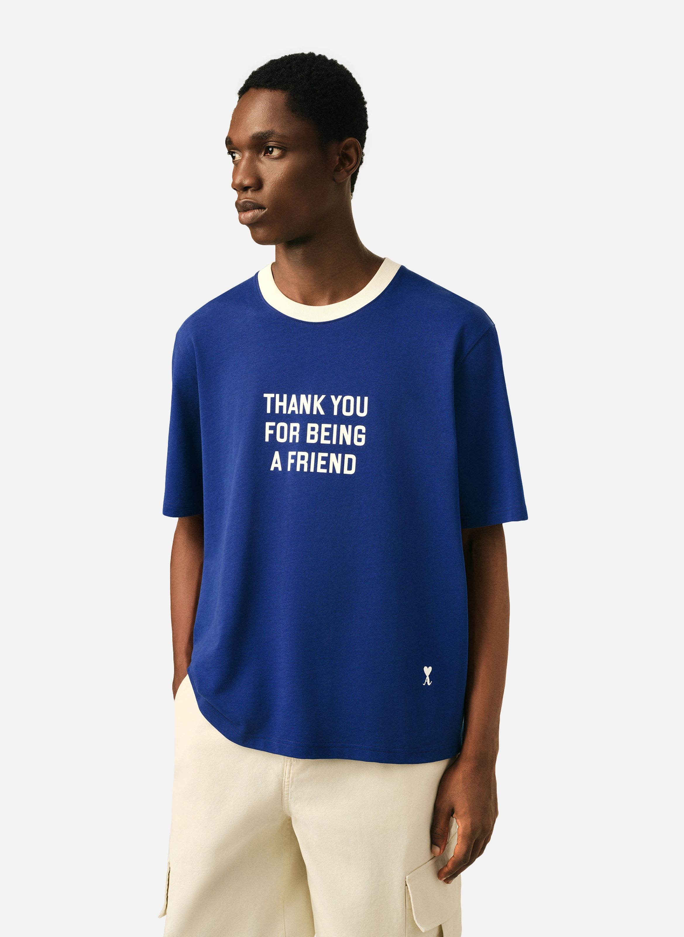 T-shirt thank you for being à friend unisexe en coton AMI PARIS Bleu