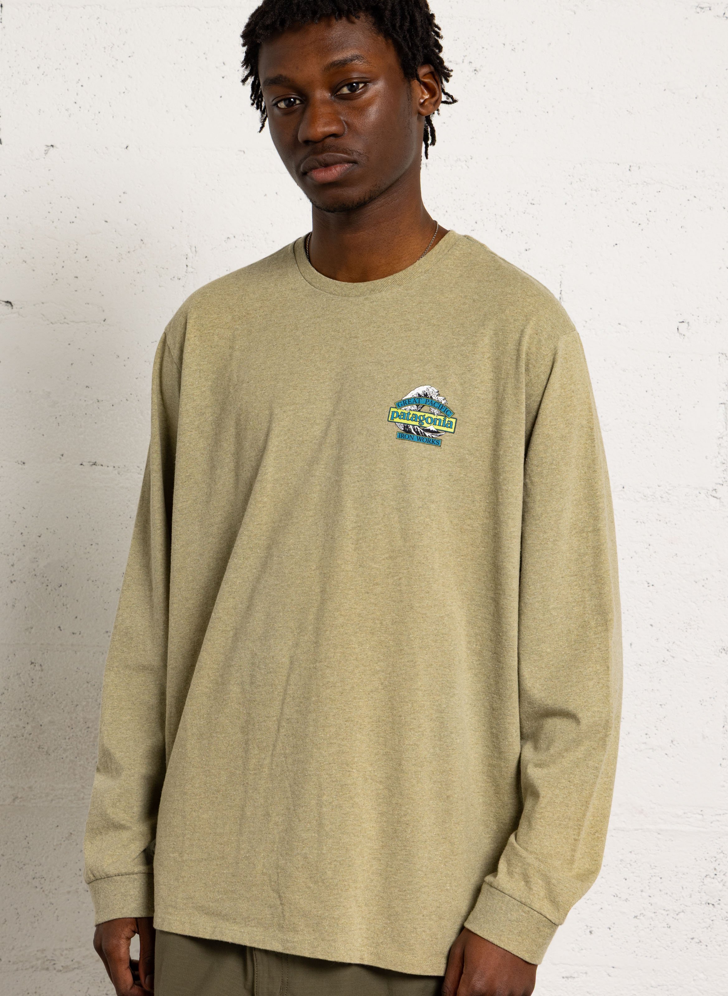 Straight round-neck t-shirt in blended recycled cotton PATAGONIA Beige
