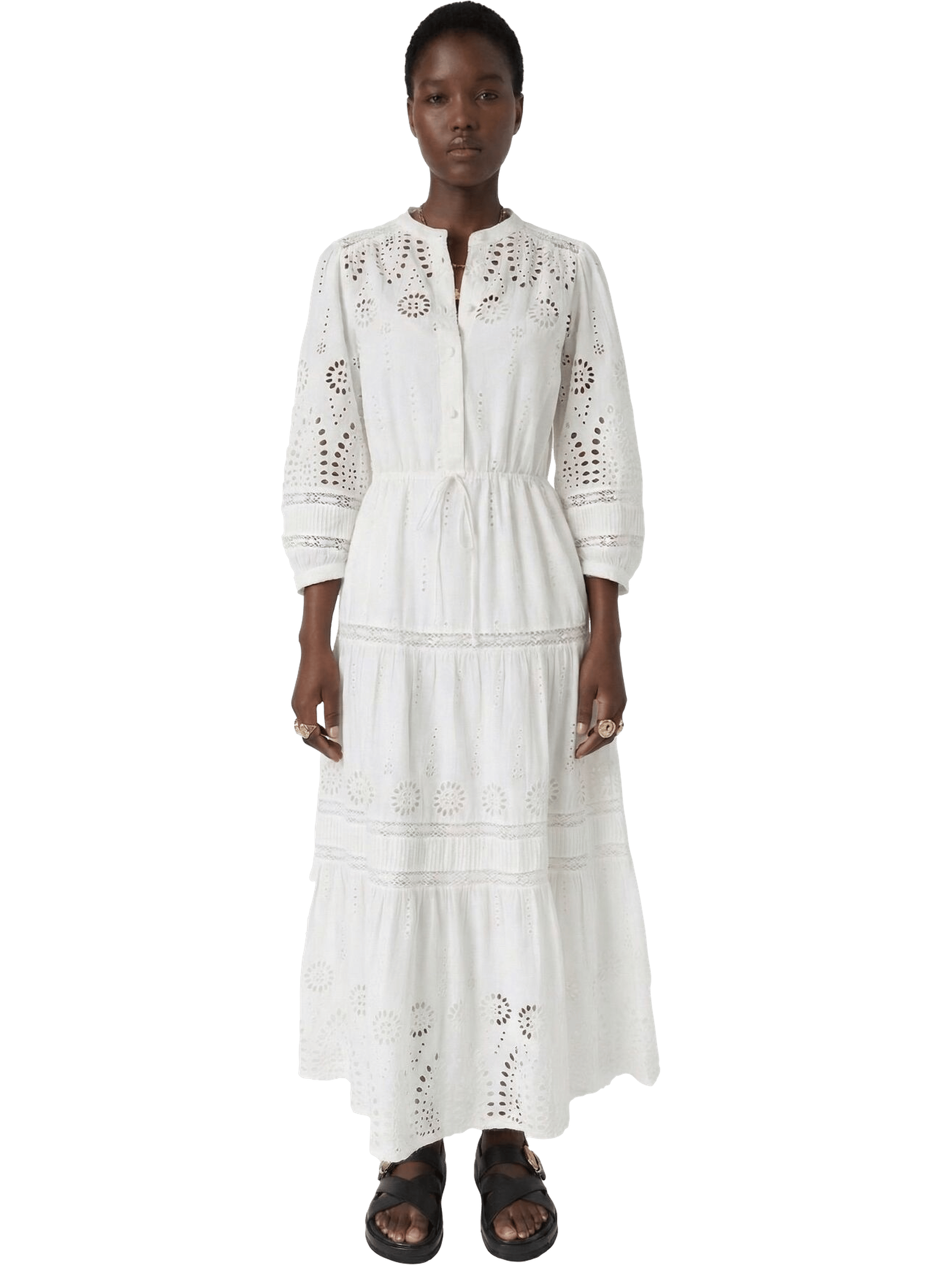 Robe longue à broderies en coton - rhonie GERARD DAREL Beige