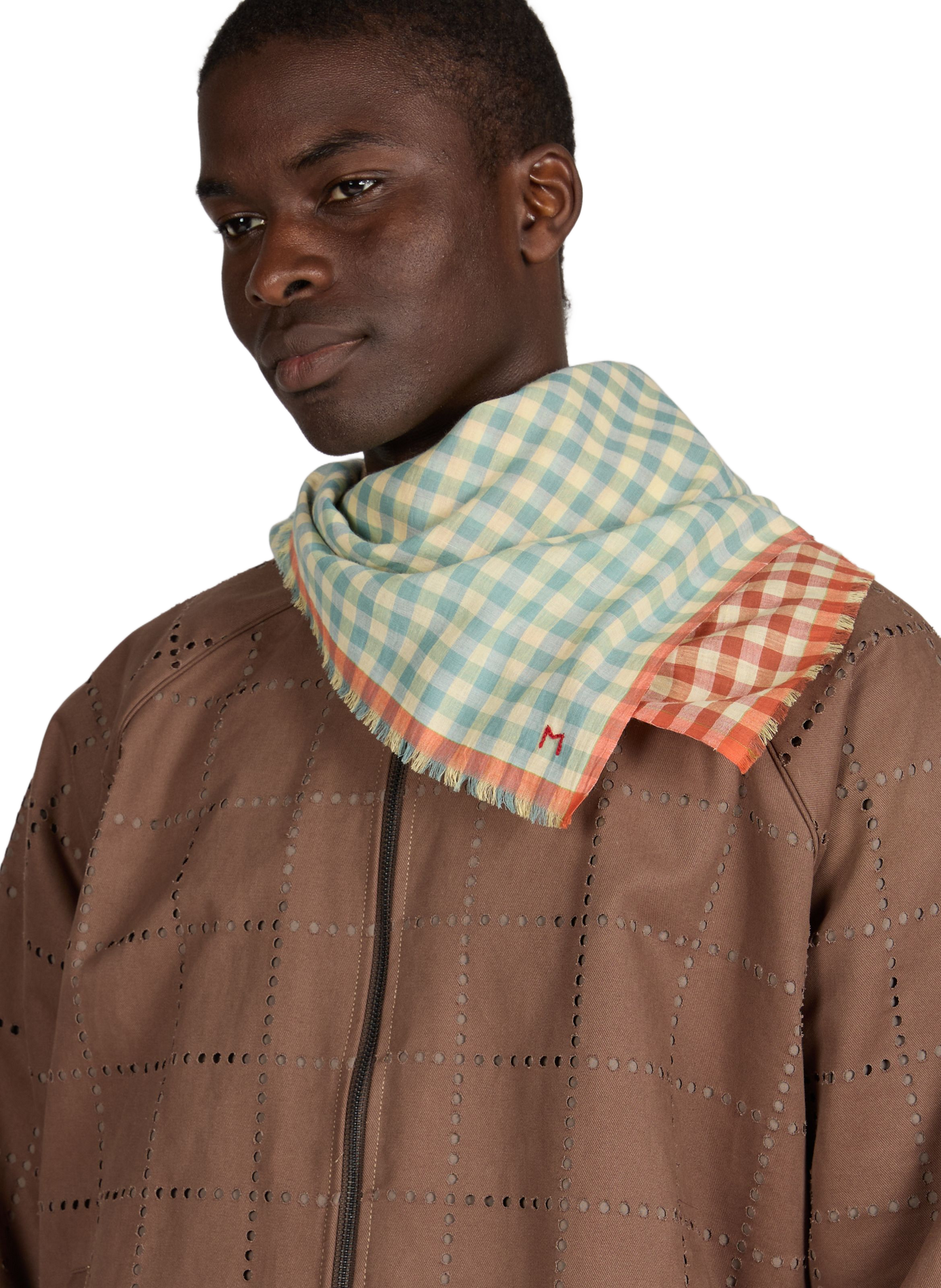 Poem checkered cotton scarf MOISMONT Multicolour