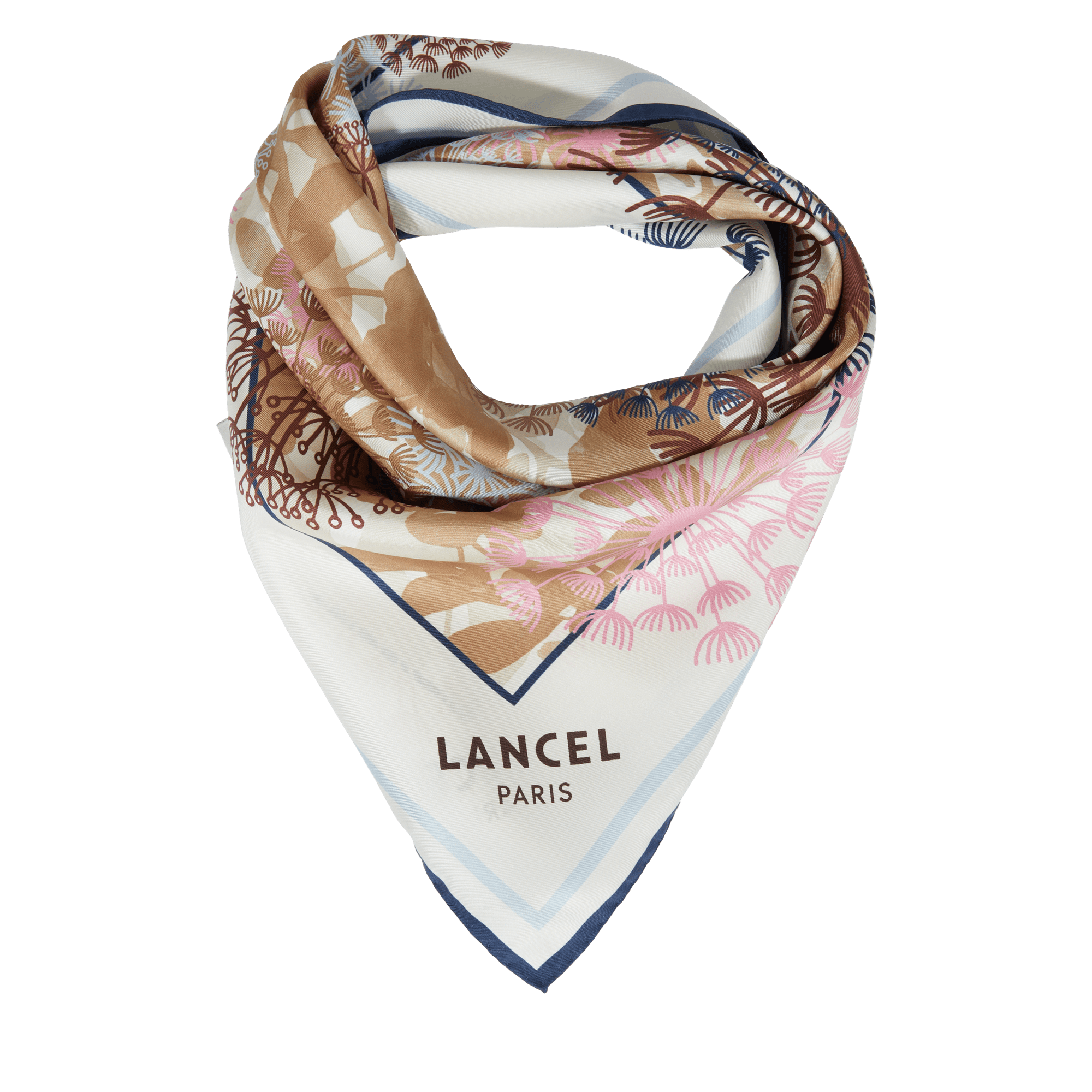 Carre fireworks pattern en twill de soie imprimee LANCEL Blanc