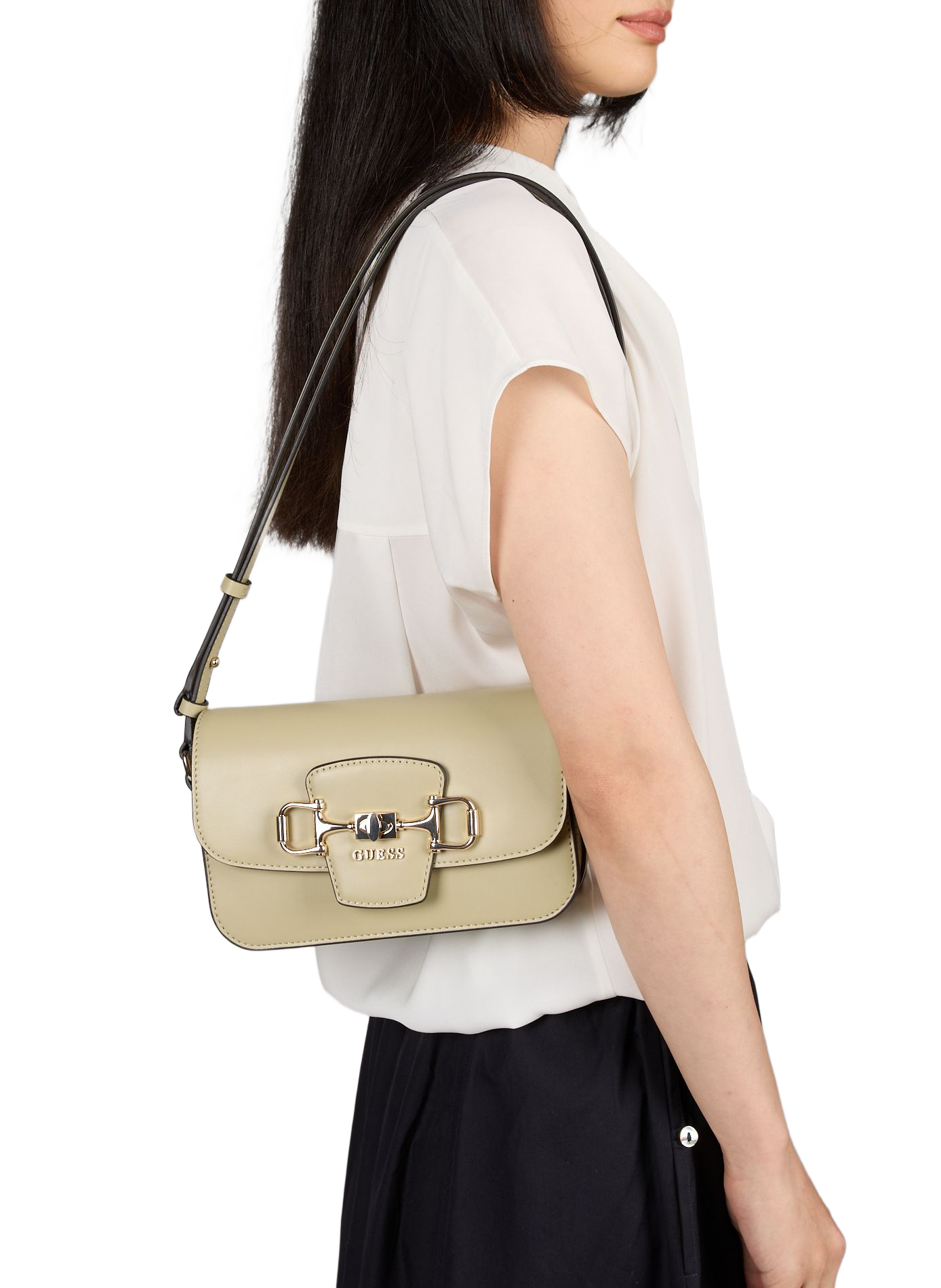 Borsa a tracolla monocolore con logo GUESS Verde