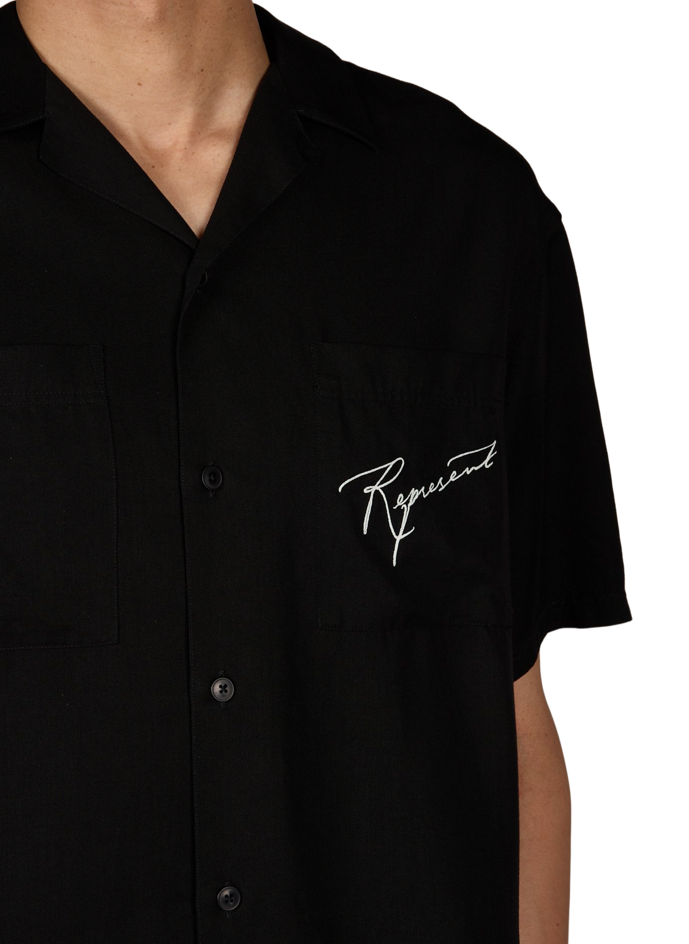 Solid Button-Up Flowy Shirt REPRESENT Black