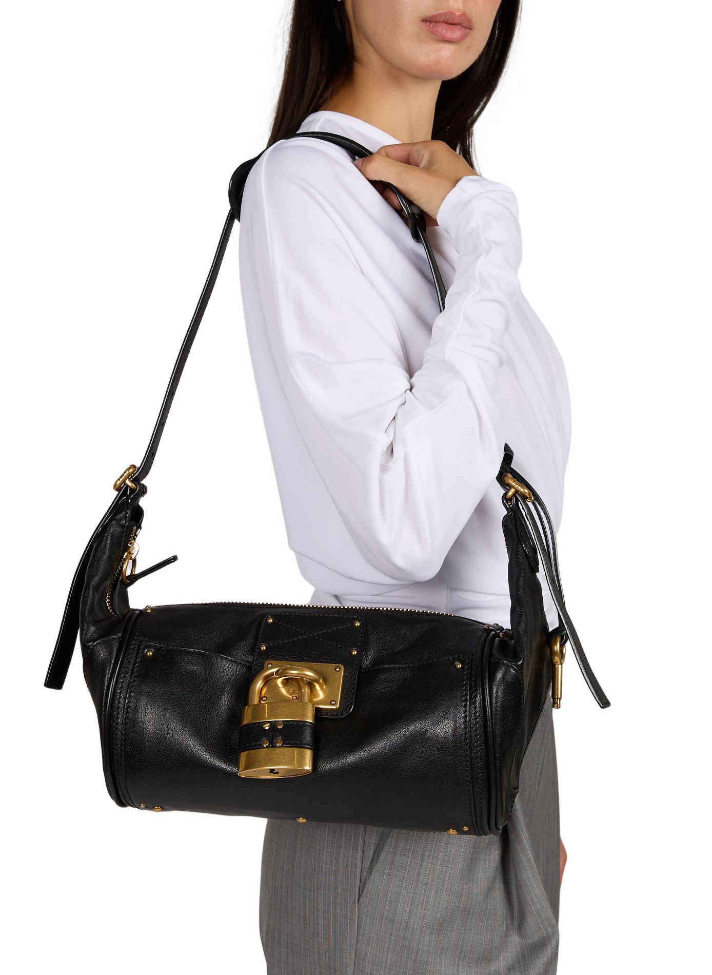 Paddington shoulder bag in grained calfskin CHLOÉ Black