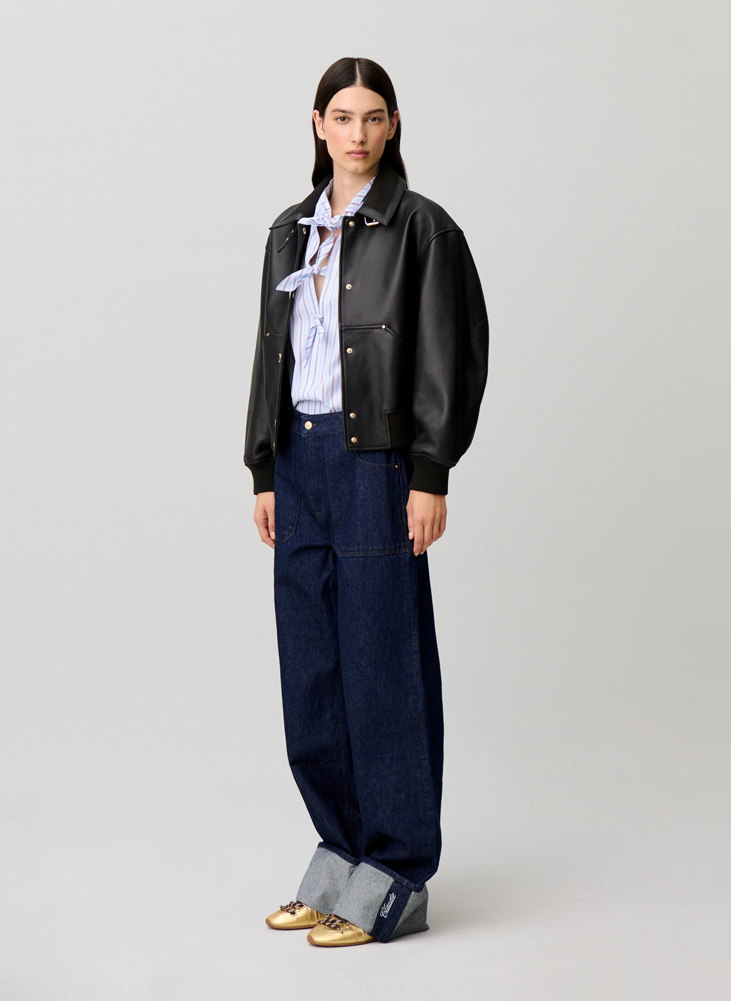 Jean large taille haute en coton CLAUDIE PIERLOT Bleu