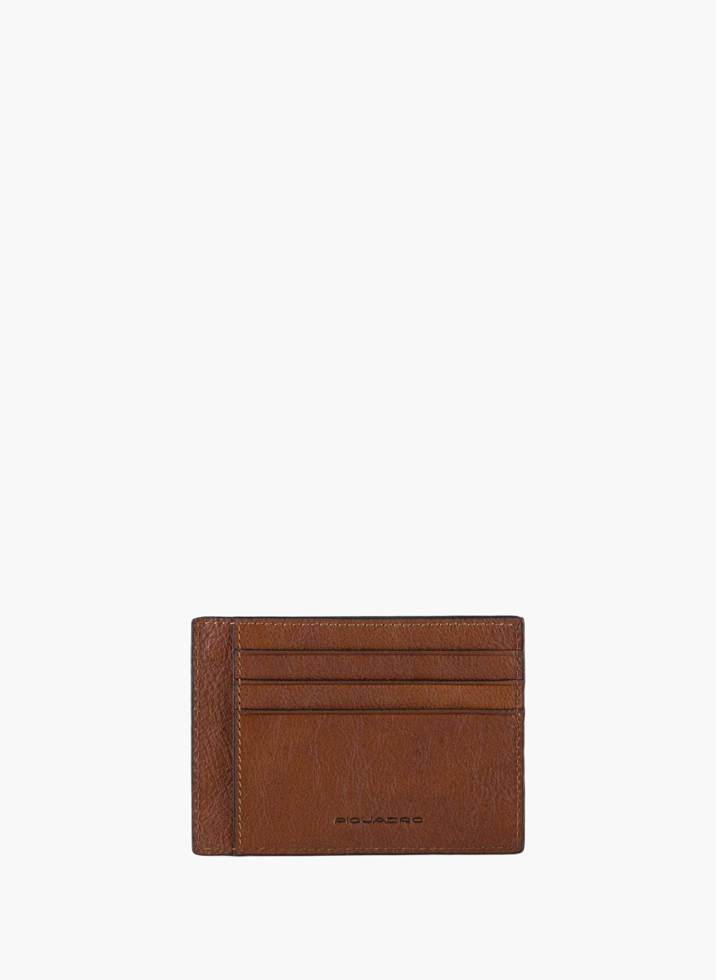 Dunne heren creditcardhouder PIQUADRO Bruin