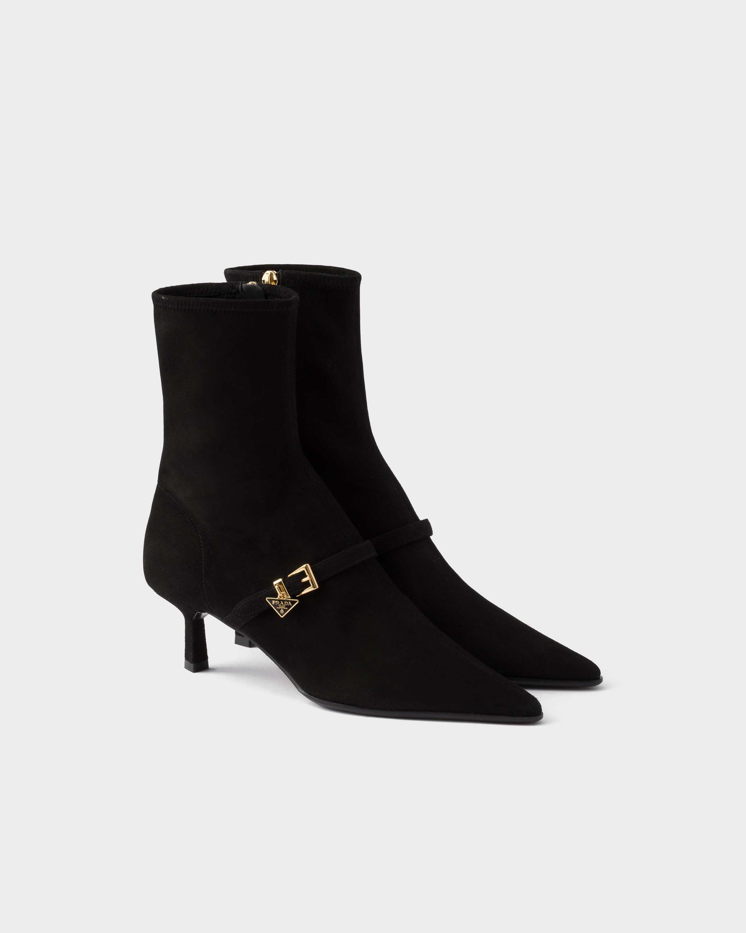 Bottines en veau velours stretch PRADA Noir